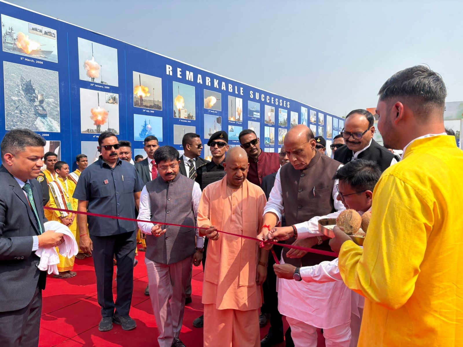 Defence Minister Rajnath Singh and Uttar Pradesh CM Yogi Adityanath (Photo/ANI)