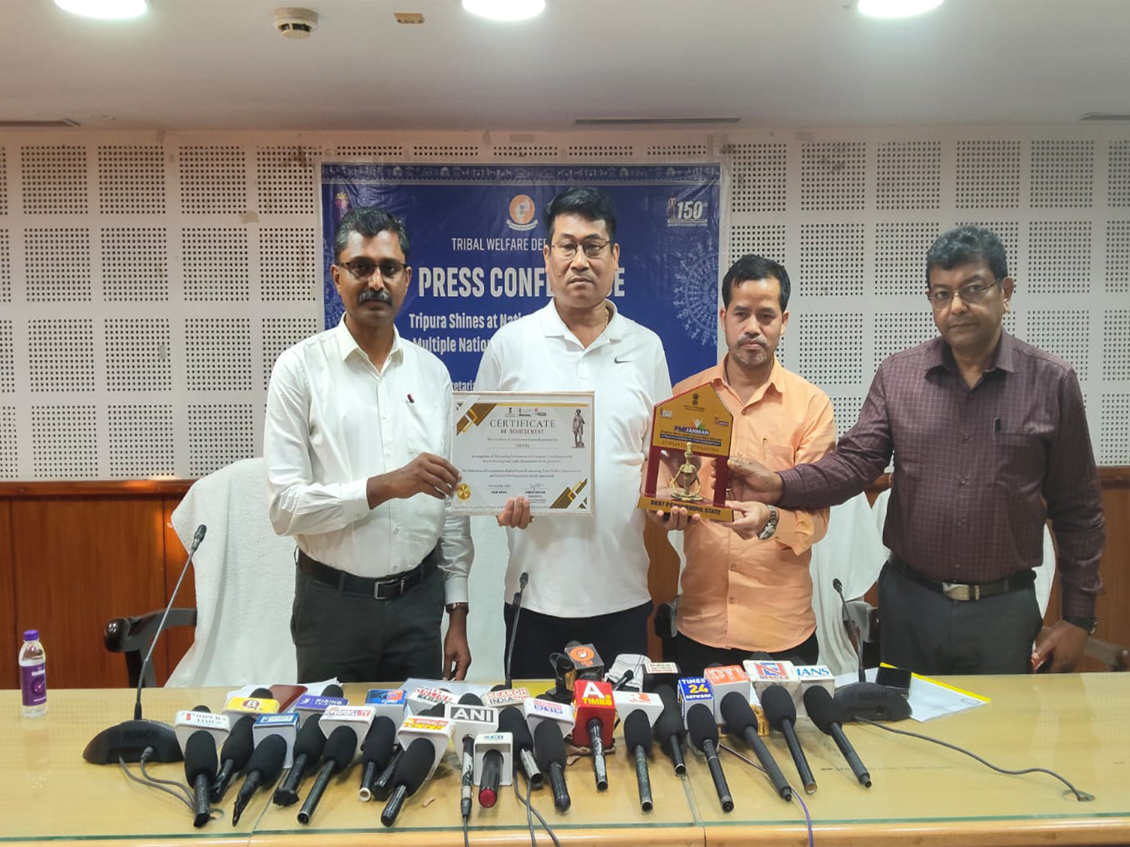 Press conference jointly organized by the Tribal Welfare Department and the TRP & PTG Department. (Photo/ANI)