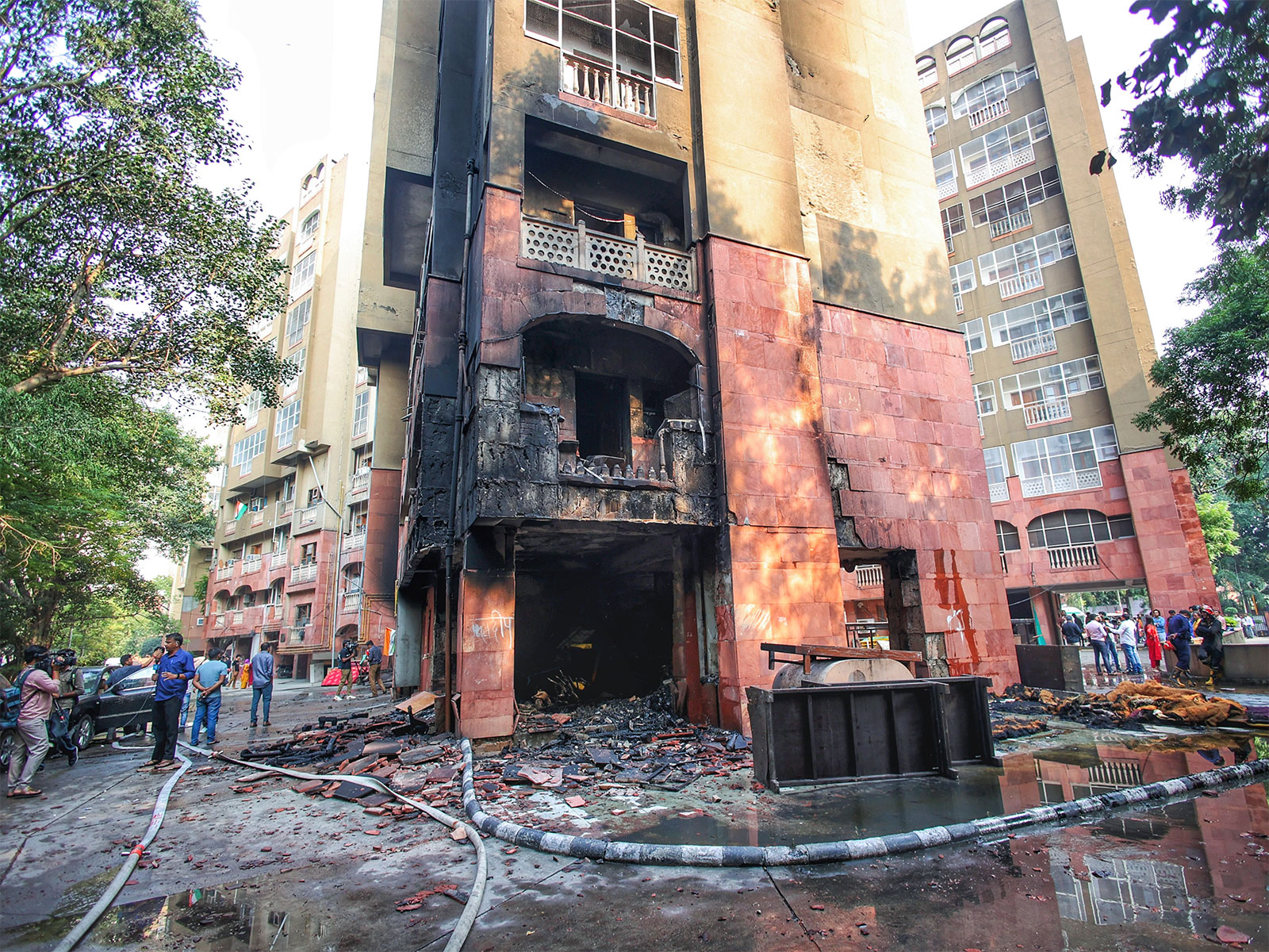A massive fire breaks out at the Brahmaputra Apartments in New Delhi (Photo/ANI)