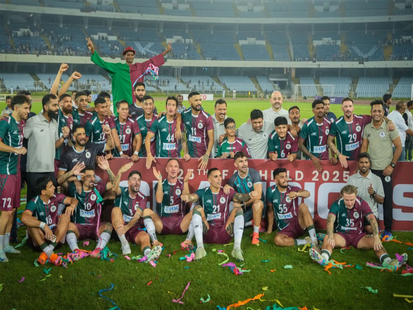 Mohun Bagan Super Giant players celebrating win (Photo: @mohunbagansg/X)
