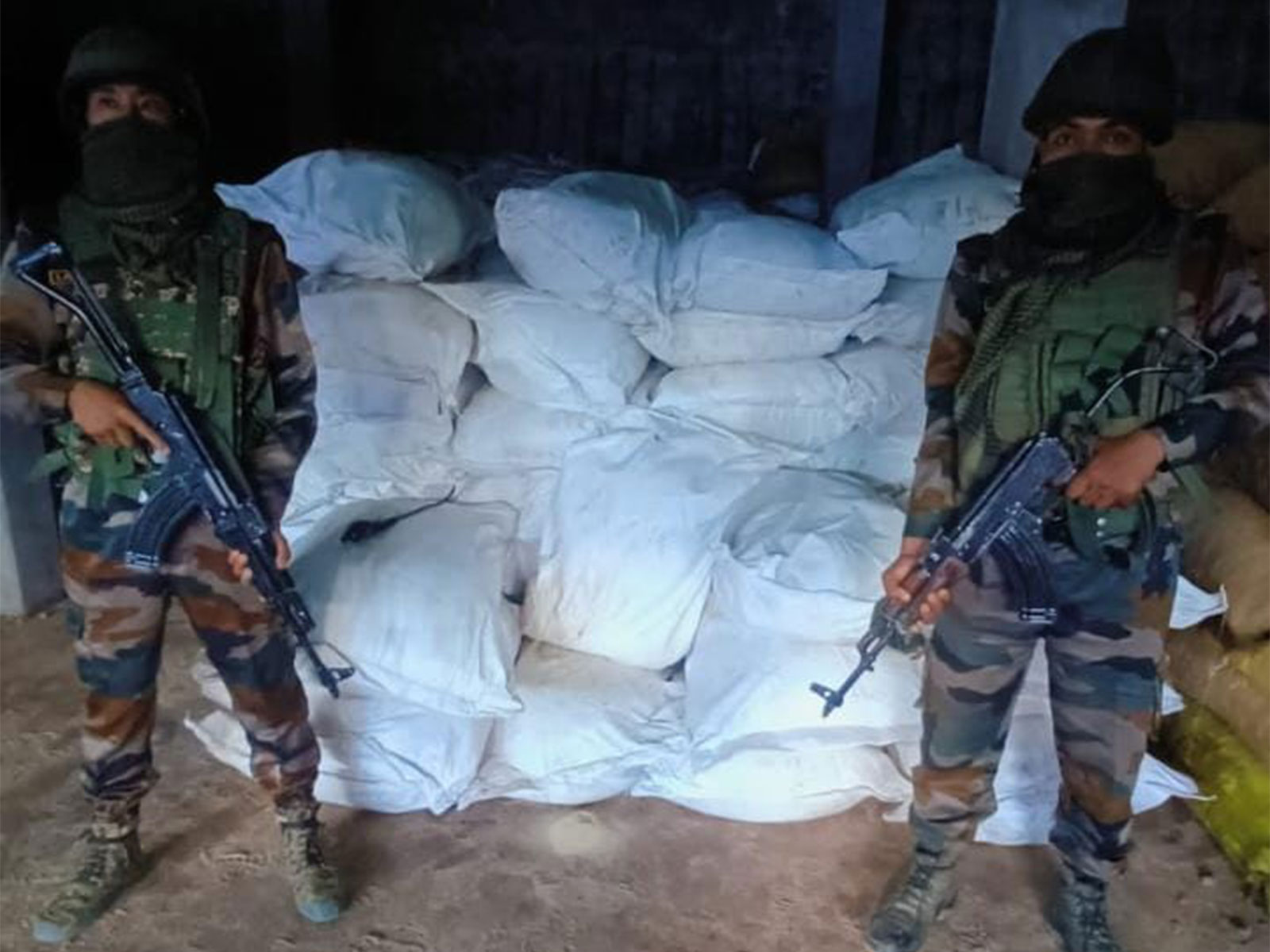 Assam Rifles seized consignment of Areca Nuts and Poppu seeds in Mizoram. (Photo/ANI)