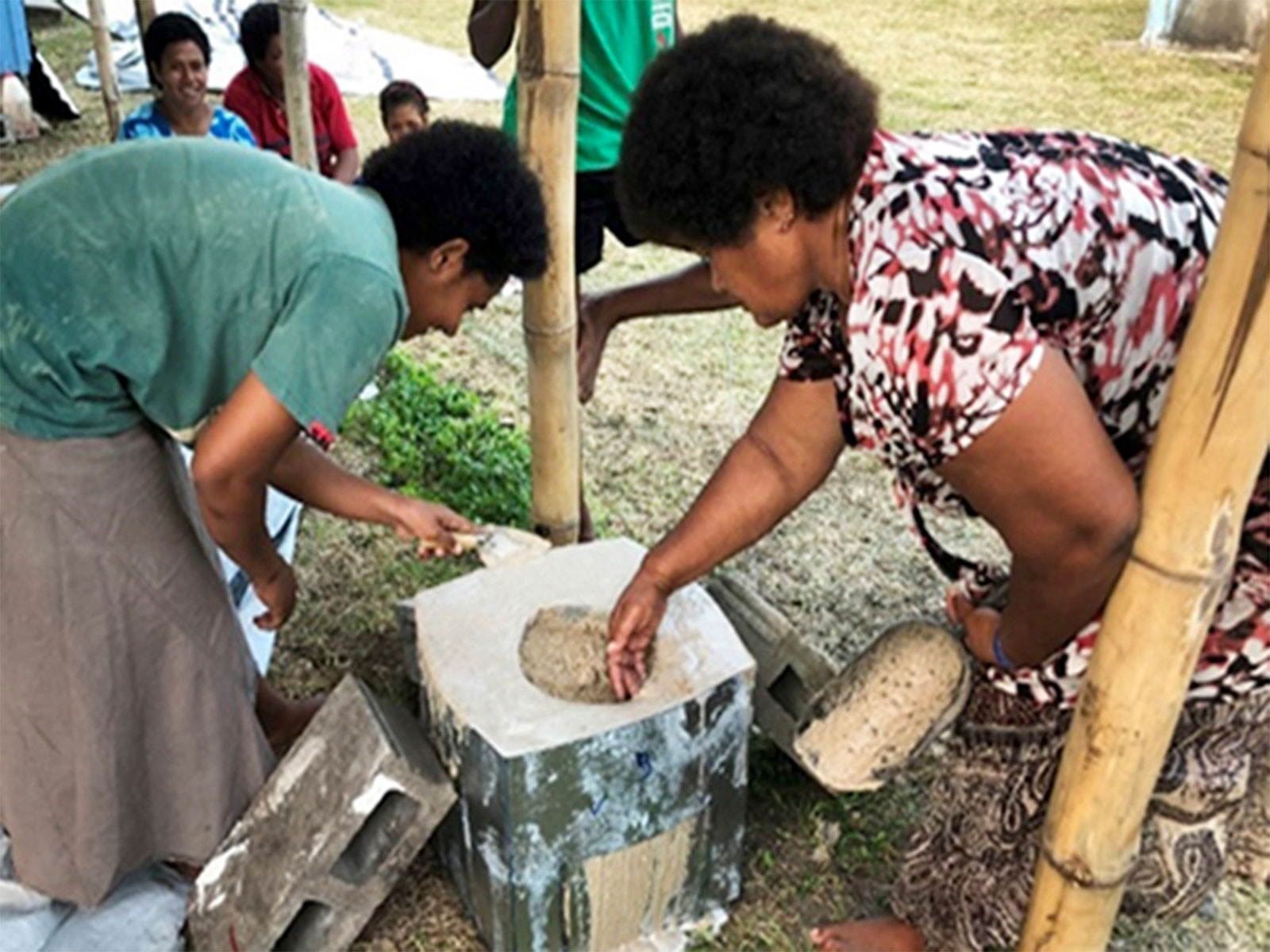 Fiji women in training session on how to build rocket stoves(Photo/ X@UNOSSC)