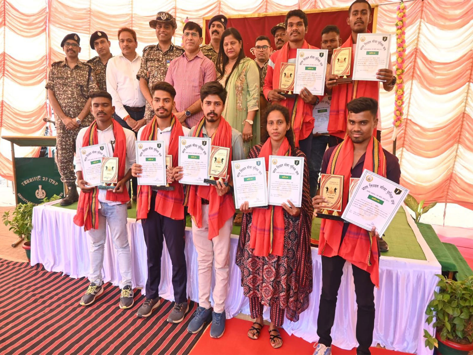 Tribal youths from LWE-affected MMAC district in Chhattisgarh celebrate after clearing SSC and Police exams (Photo/ITBP)