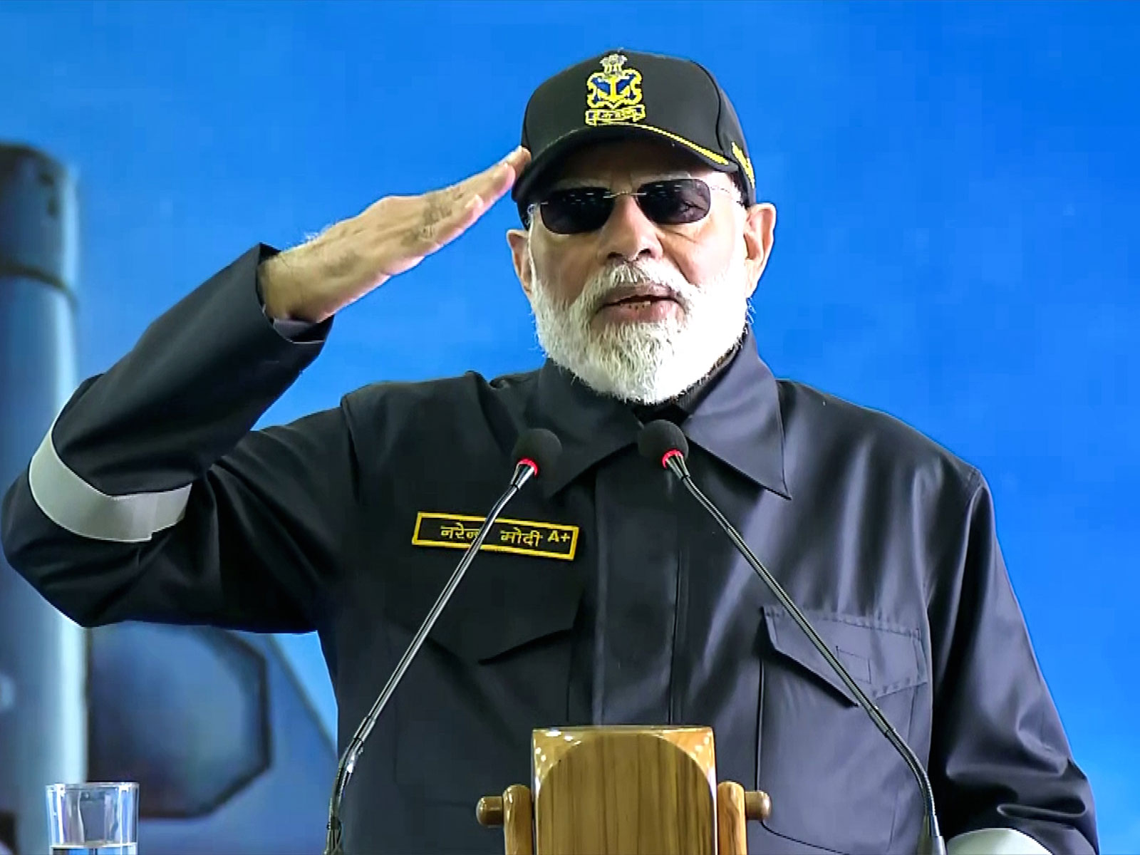 PM Modi addressed Navy personnel aboard indigenous aircraft carrier INS Vikrant. (Photo/ANI)