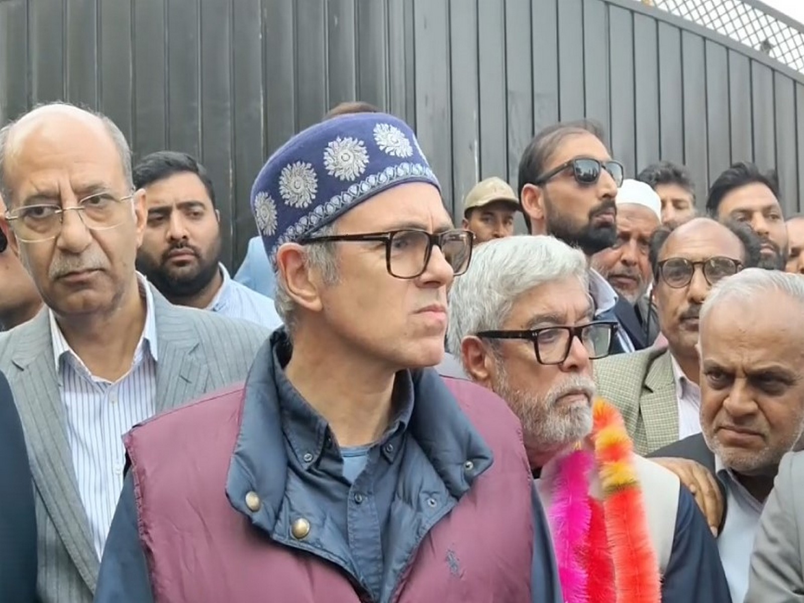  Jammu and Kashmir Chief Minister Omar Abdullah with National Conference Budgam Assembly by-election candidate Agha Syed Mehmood (Photo/ANI)