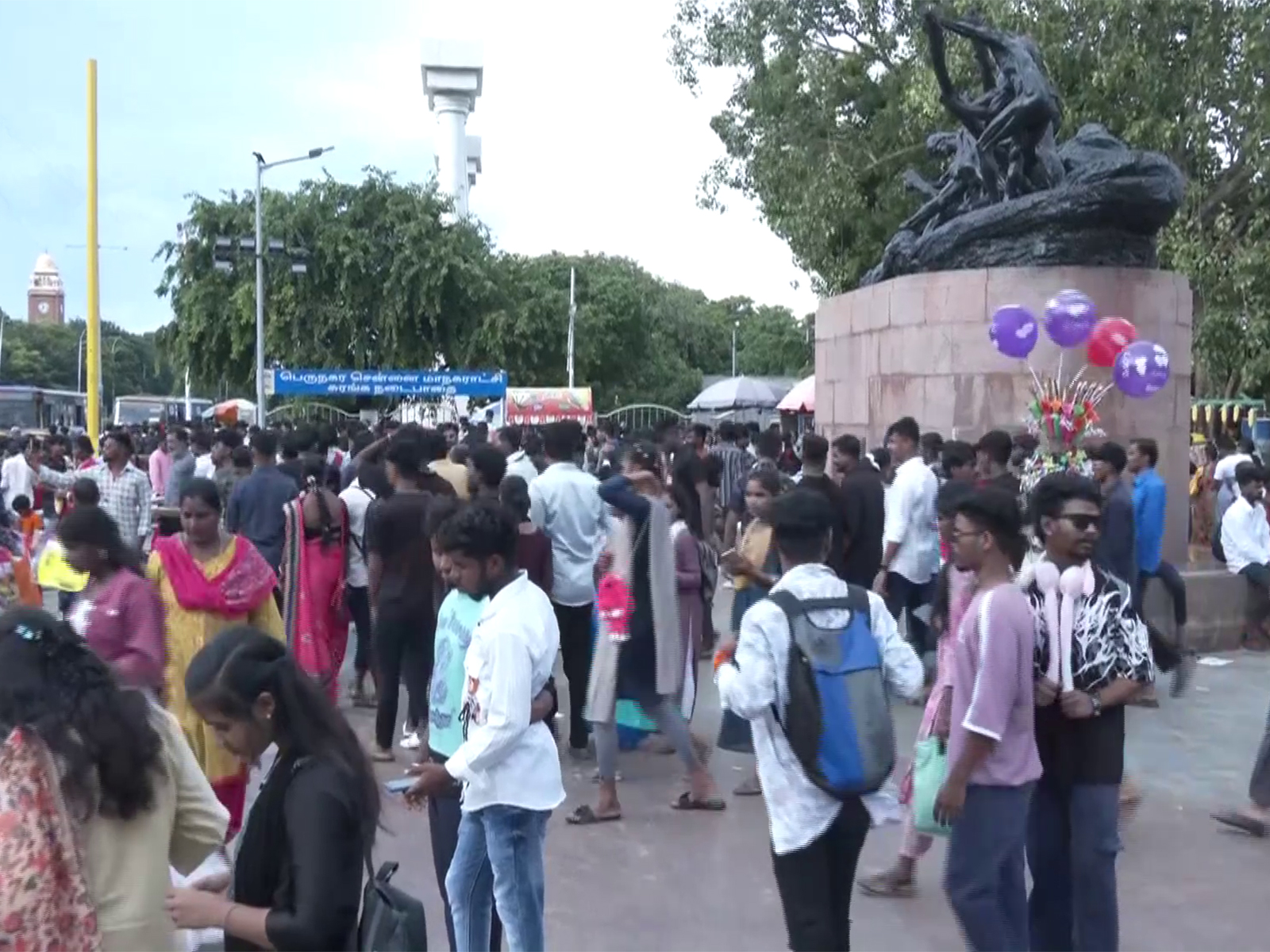 Families flock to Chennai's Marina beach to celebrate Diwali. (Photo: ANI) 