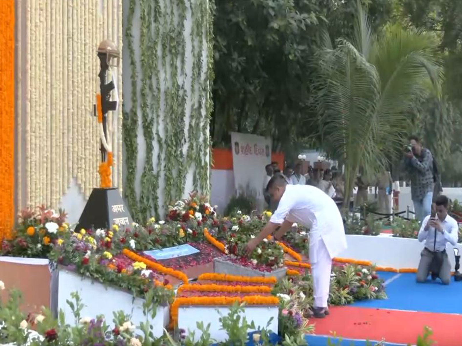 Gujarat Deputy CM Harsh Sanghavi pays homage on Police Commemoration Day. (Photo/ANI)