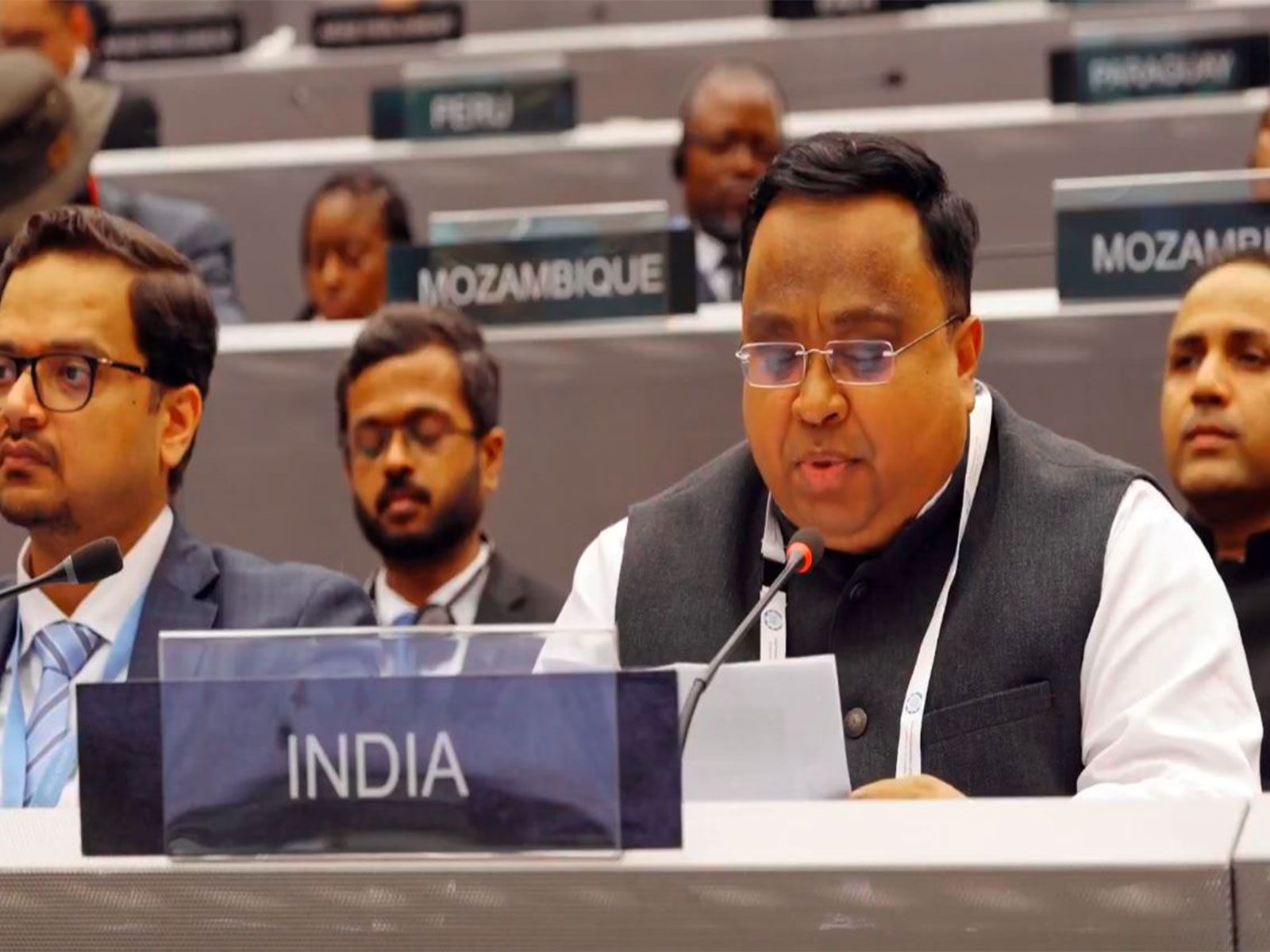 Rajya Sabha MP Sasmit Patra at Special Accountability segment of the UN General Debate in Geneva (Photo/X@IndiaUNGeneva)