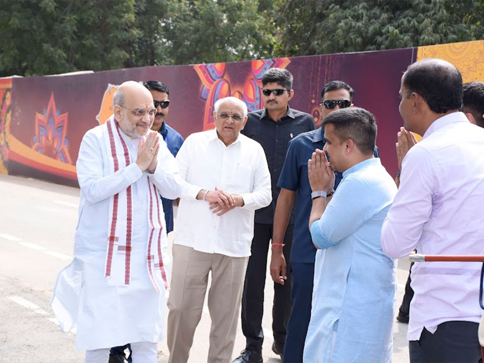 Amit Shah lays foundation stone for six-lane Shantipura-Khoraj GIDC road (Photo/ANI)