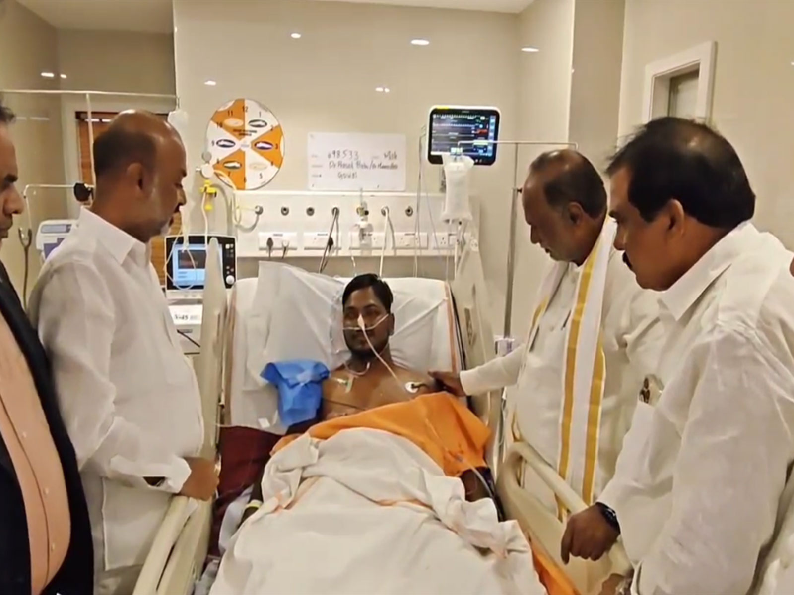 Union Minister Bandi Sanjay Kumar Meets Gau Rakshak Injured in Medchal-Malkajgiri Shooting (Photo/ANI)