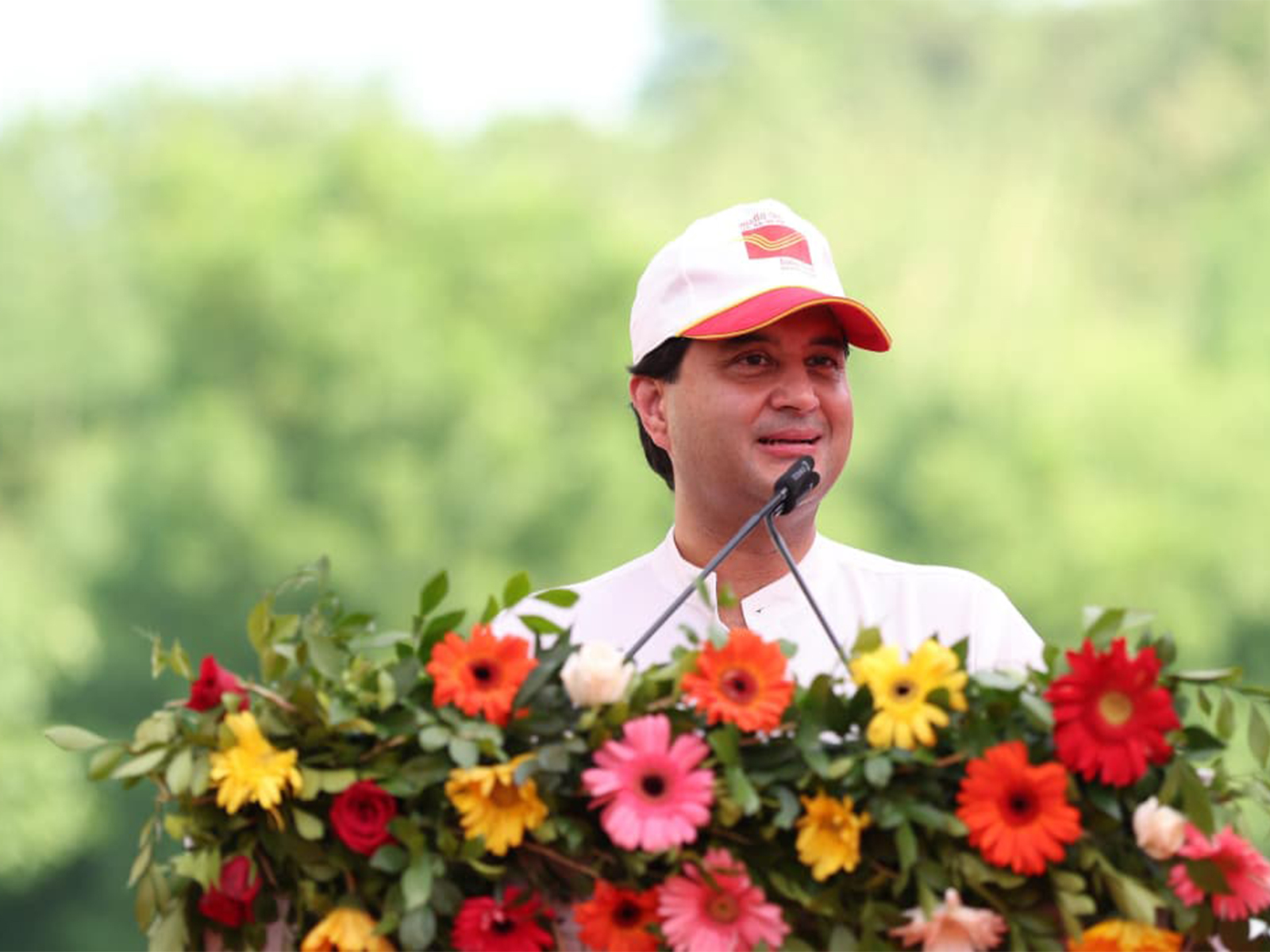 Union Minister Jyotiraditya Scindia addresses Rural Postal Conference in Kevadia, Gujarat (Photo/ANI)
