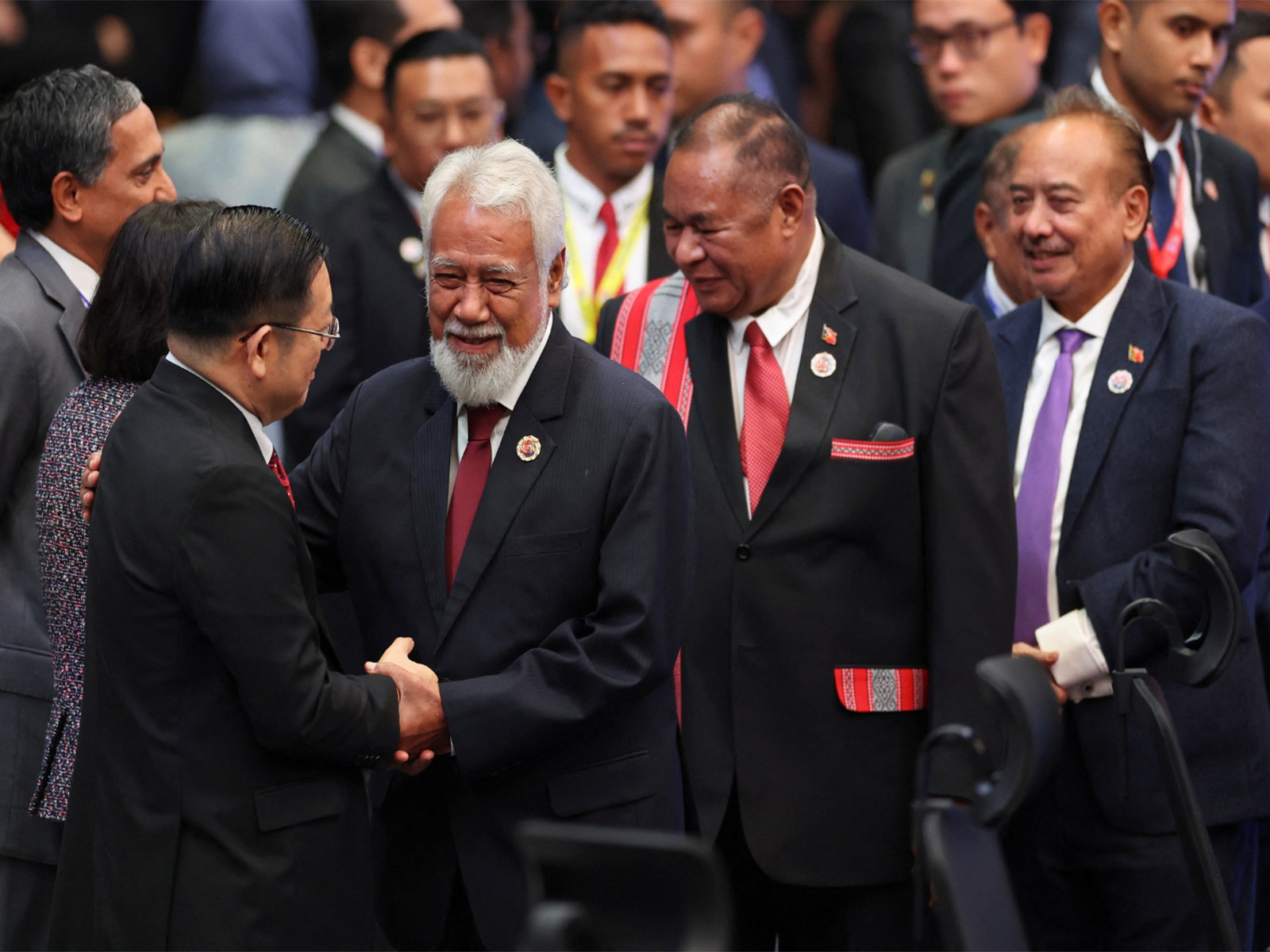 Timor-Leste's Prime Minister Kay Rala Xanana Gusmao shakes hands with ASEAN Secretary-General Kao Kim Hourn  (Photo/Reuters)