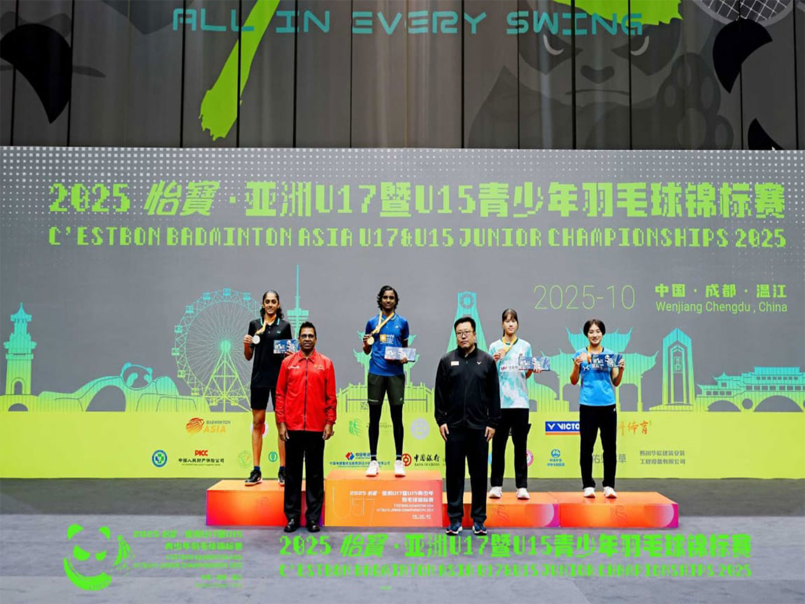 Winners of Badminton Asia Championships 2025 (Photo: Local Organising Committee (LOC) of C'ESTBON Badminton Asia U17 and U15 Junior Championships 2025)