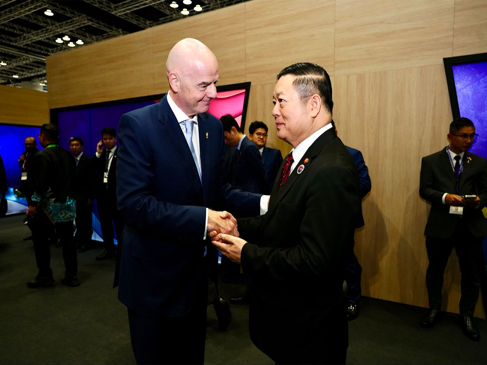 Secretary-General of ASEAN, Kao Kim Hourn, with FIFA President, Giovanni Vincenzo Infantino (Photo/X@ASEAN)