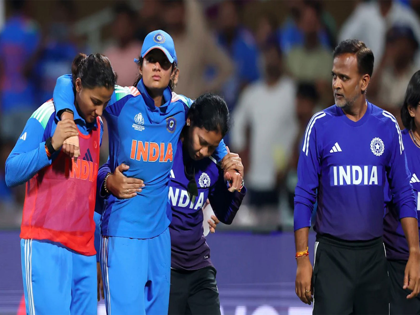 Pratika Rawal going back to the dressing room after getting injured (Photo: ICC)