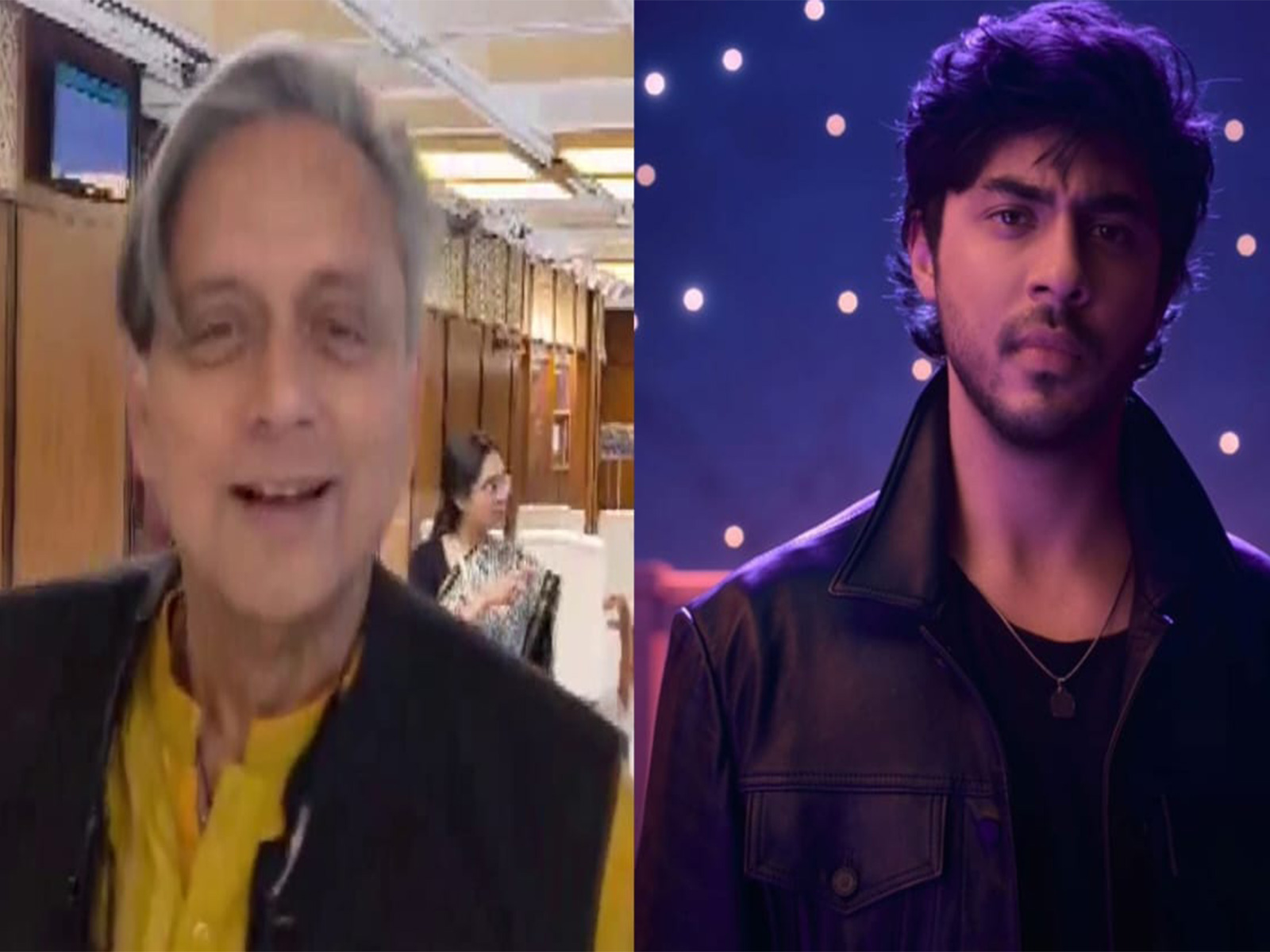 Shashi Tharoor (L) Aryan Khan (R) (Photo/ANI/Instagram/@netflix_in))