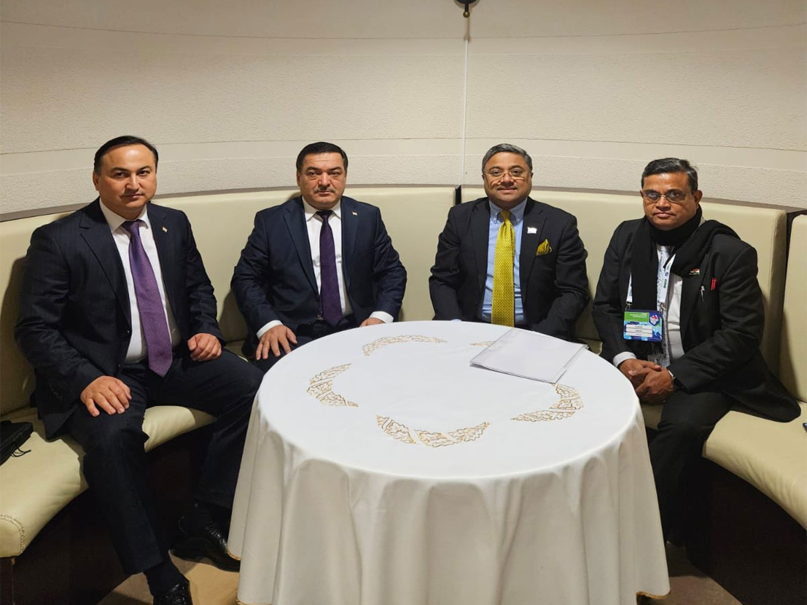 Ministry of External Affairs Secretary (West), Sibi George with Deputy Foreign Minister Sharifzoda Farukh Homiddin of Tajikistan (Photo: X@MEAIndia)