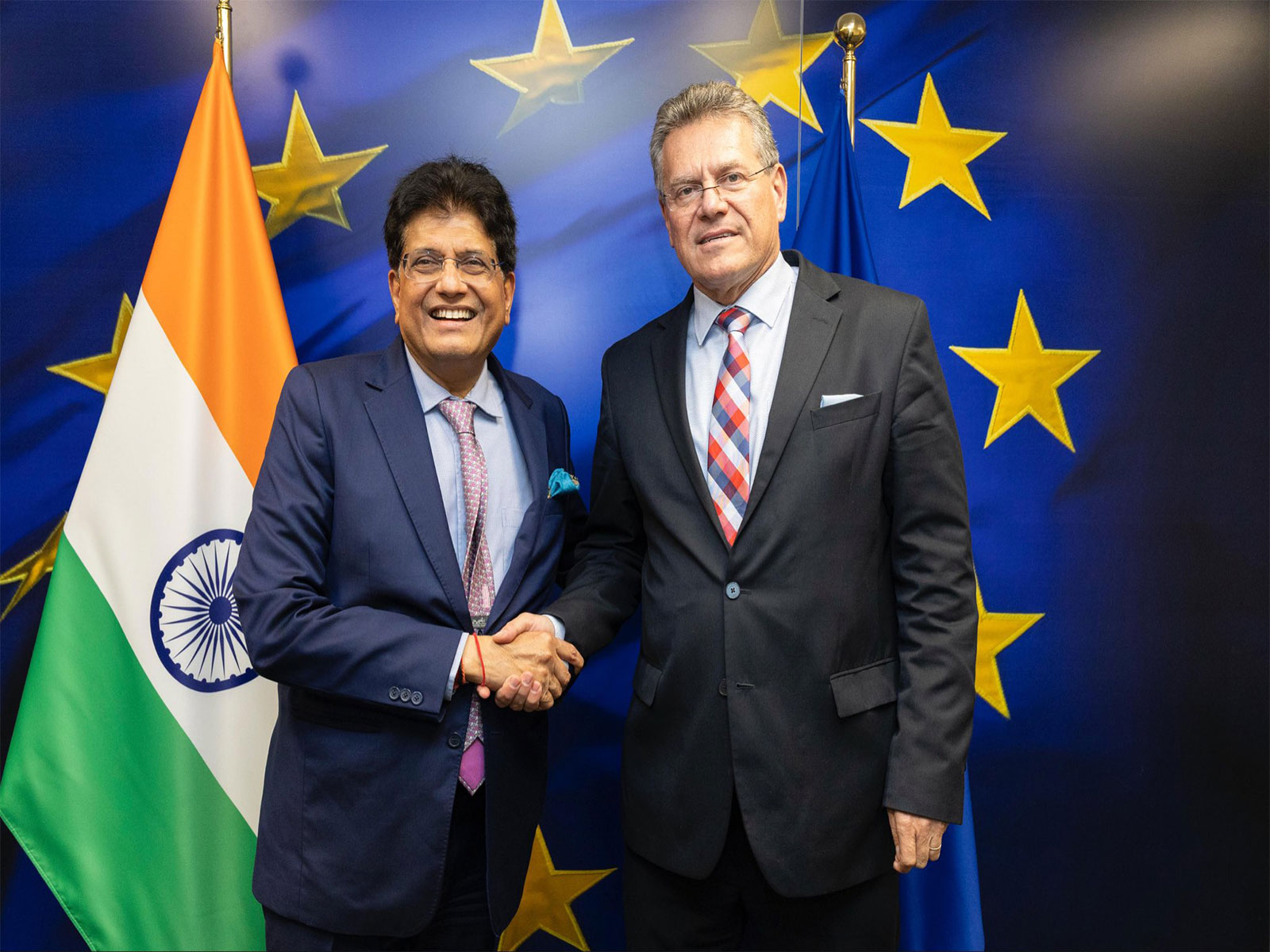 Union Minister Piyush Goyal and Maros Sefcovic, Commisioner for Trade and Economic Security (Photo/ X@MarosSefcovic)