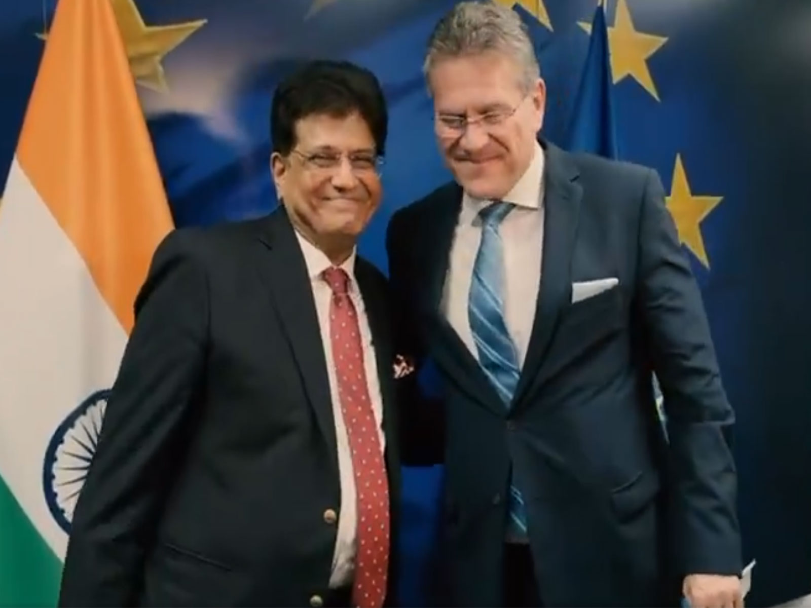 Piyush Goyal, Union Minister of Commerce and Industry meeting with Maros Sefcovic, European Commissioner for Trade and Economic Security (Photo/@PiyushGoyal)