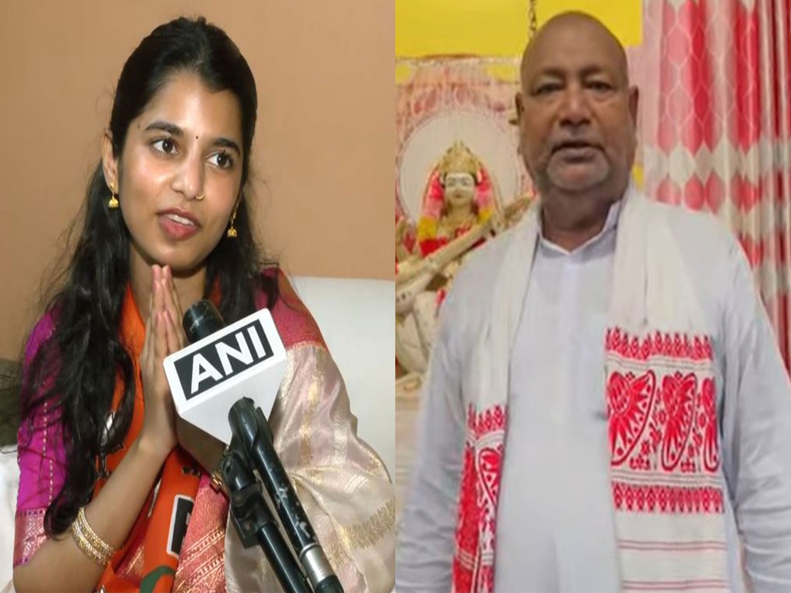 BJP candidate Maithili Thakur (left) and RJD candidate Binod Mishra (Photo/ANI)