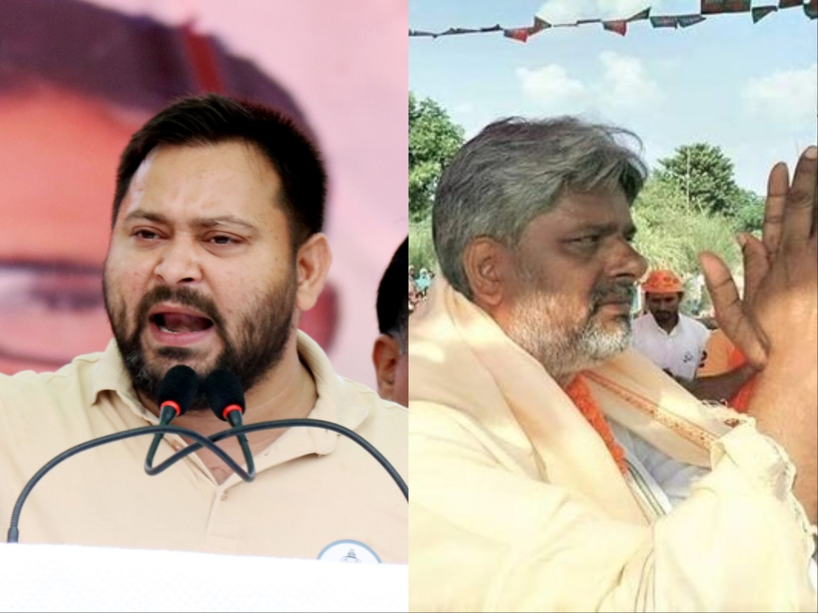 RJD leader Tejashwi Yadav and BJP leader Satish Kumar Yadav. (Photo/ANI/Facebook)