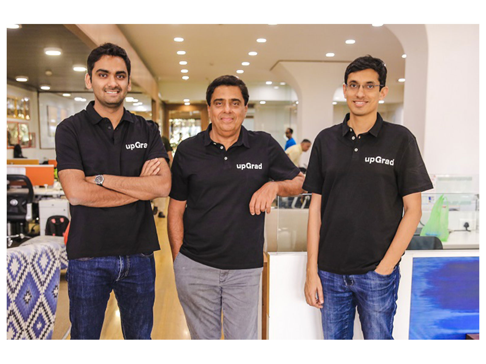 upGrad Co-founders (L-R) Phalgun Kompalli, Ronnie Screwvala, Mayank Kumar