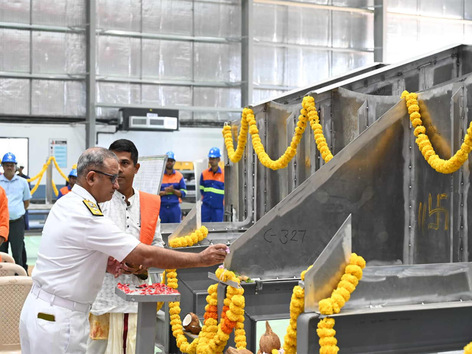 Indian Coast Guard marks key milestones with Keel Laying, Plate Cutting, and Girder Laying ceremonies for FPV and ACV projects. (Photo/ICG-PRO)