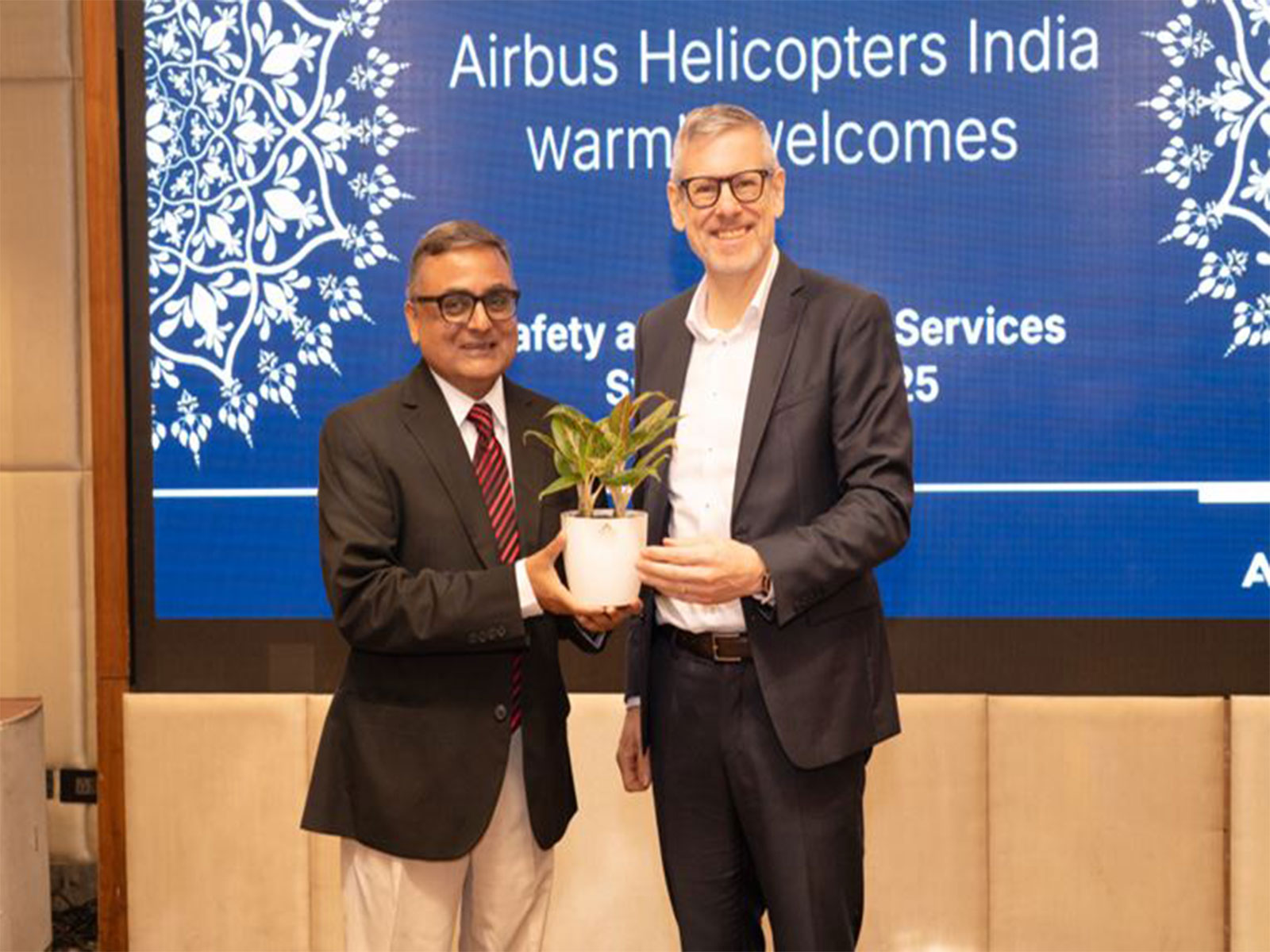 Faiz Ahmed Kidwai, Director General, Directorate General of Civil Aviation, and Jurgen Westermeier, President and Managing Director, Airbus India and South Asia, at the Airbus Helicopters Safety and Support & Services Symposium (Image: Airbus)