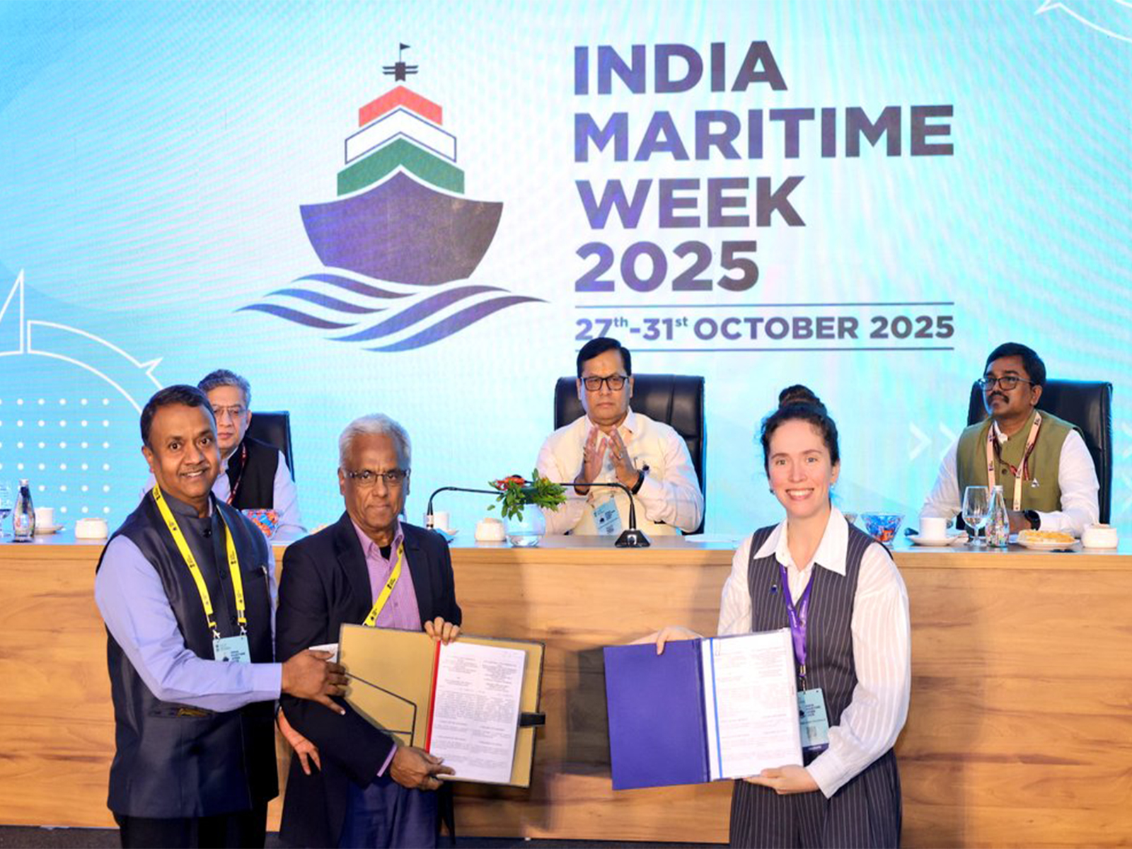 Union Minister Sarbananda Sonowal at the India Maritime Week. (Photo/X/@sarbanandsonwal)