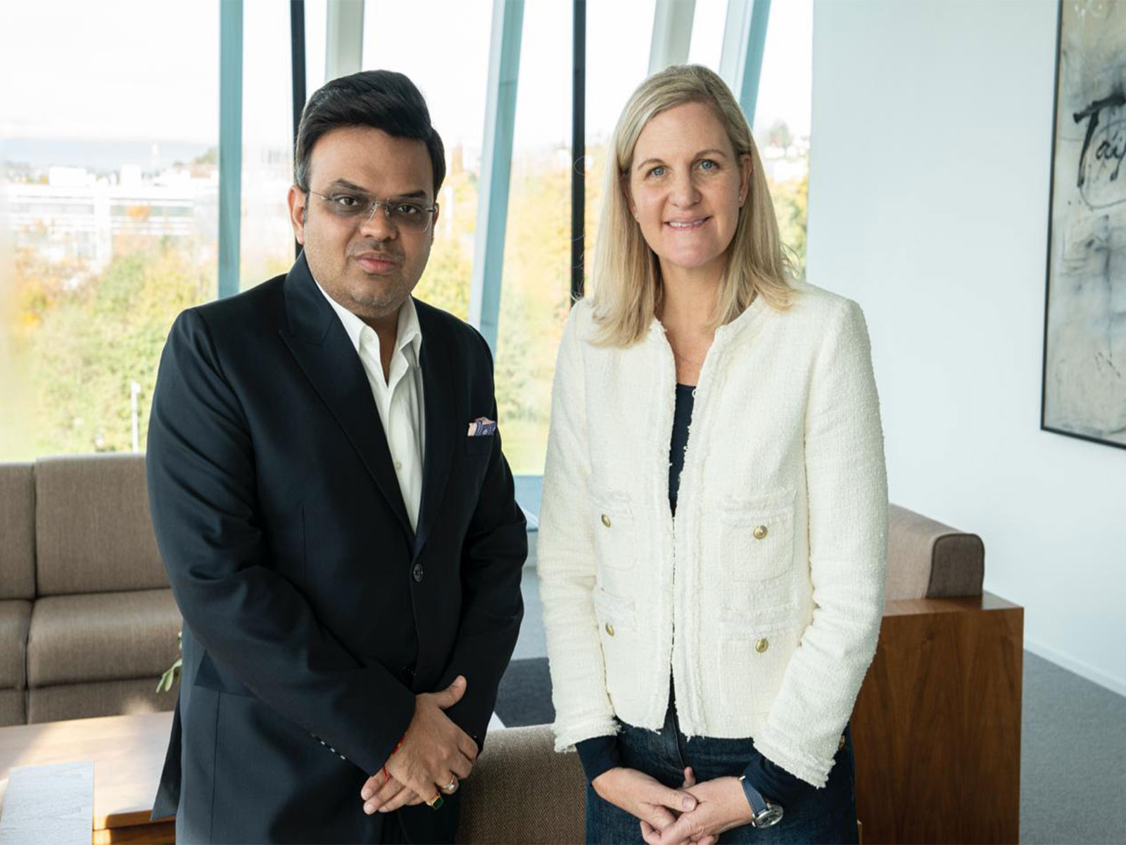 Jay Shah with International Olympic Committee president Kirsty Coventry. (Photo/ICC)