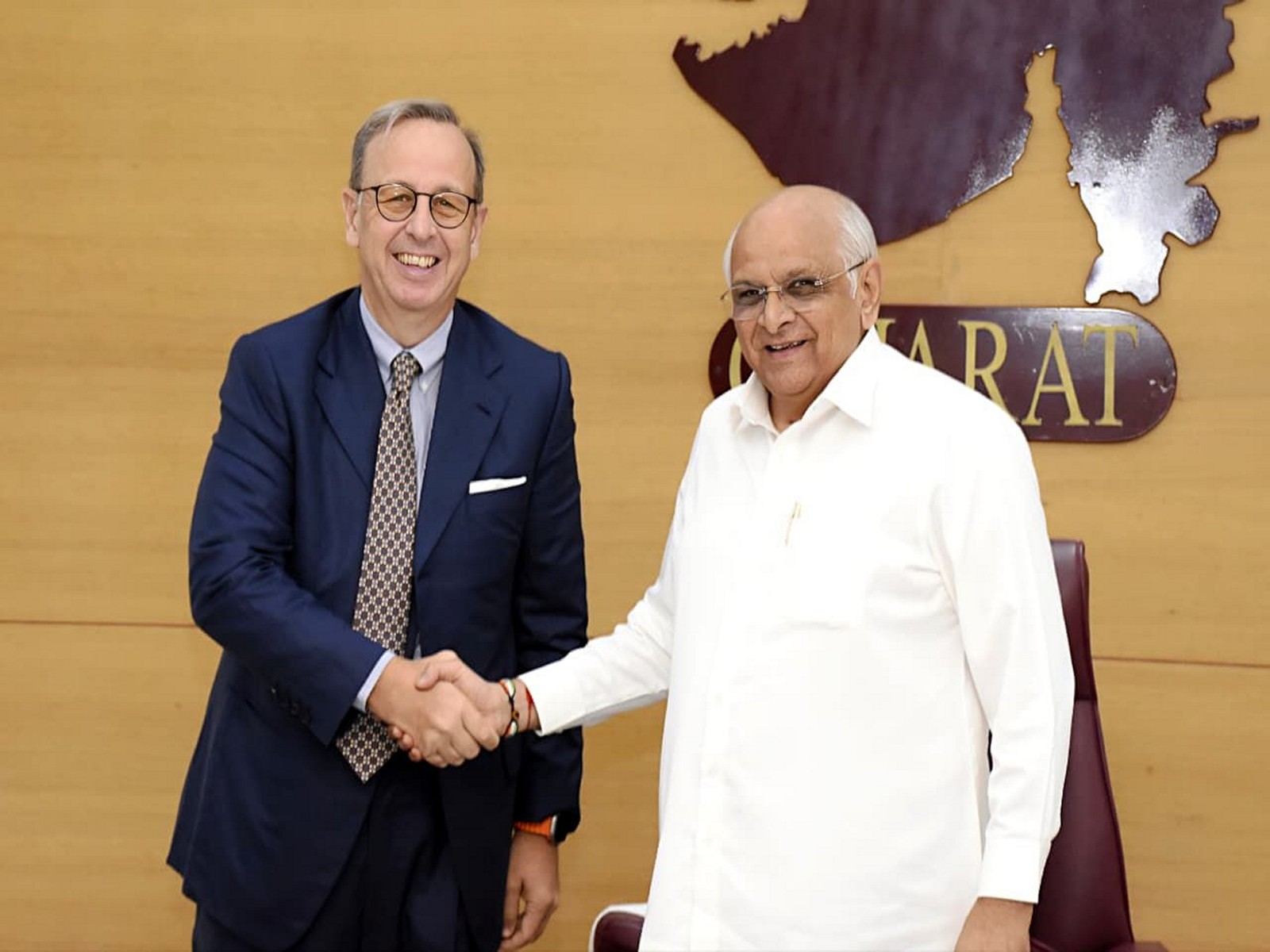 Ambassador of Italy to India, Antonio Bartoli pays a courtesy visit to Gujarat CM (Photo/Gujarat CMO)