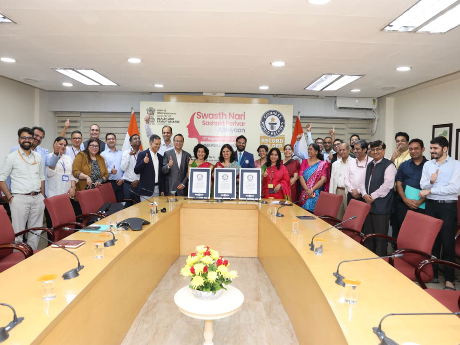 India sets three Guinness World Records titles under "Swasth Nari, Sashakt Parivar" abhiyaan. (Photo/PIB)