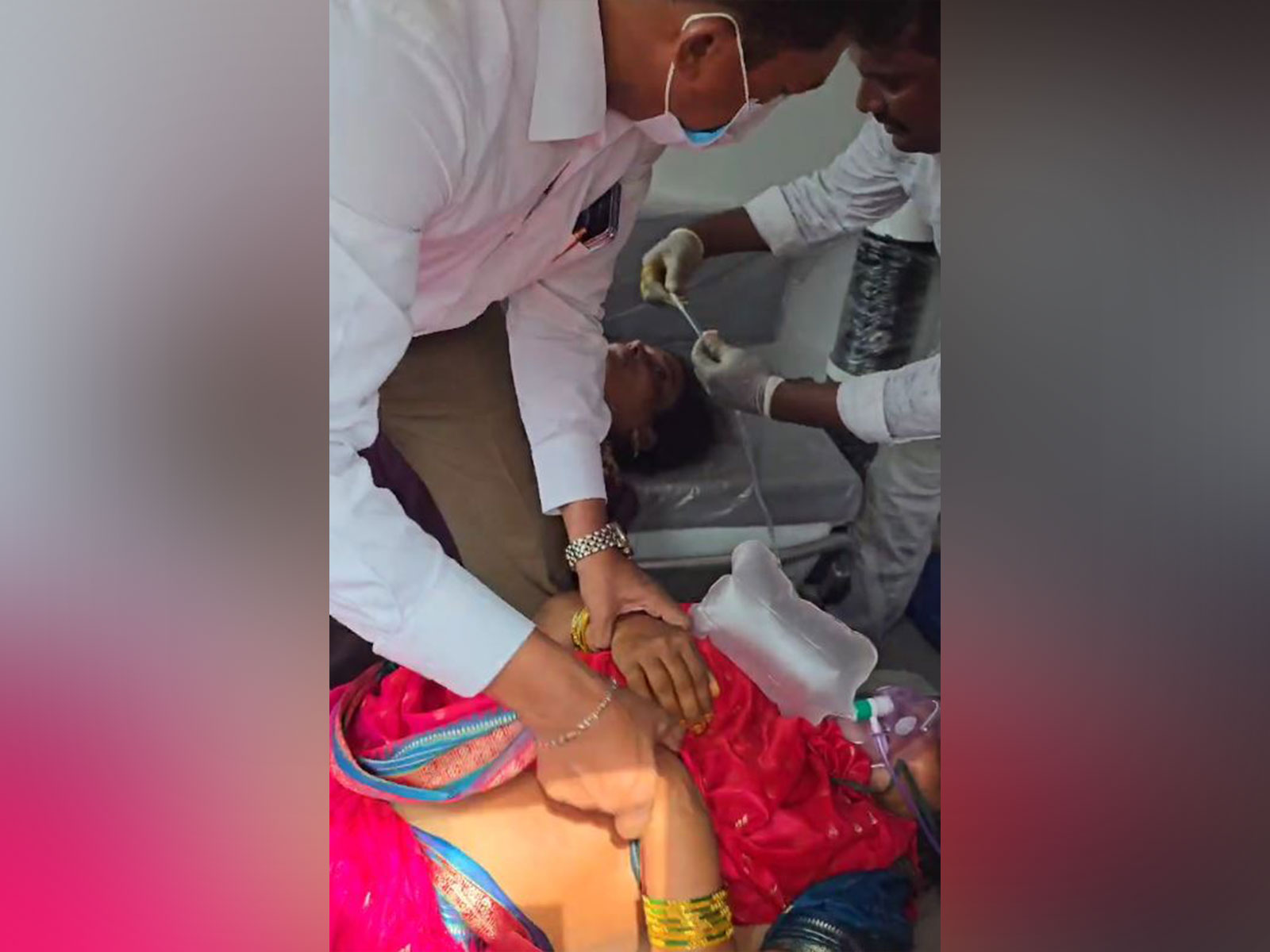 YSRCP Doctors cell member attends to injured (Photo/ANI)