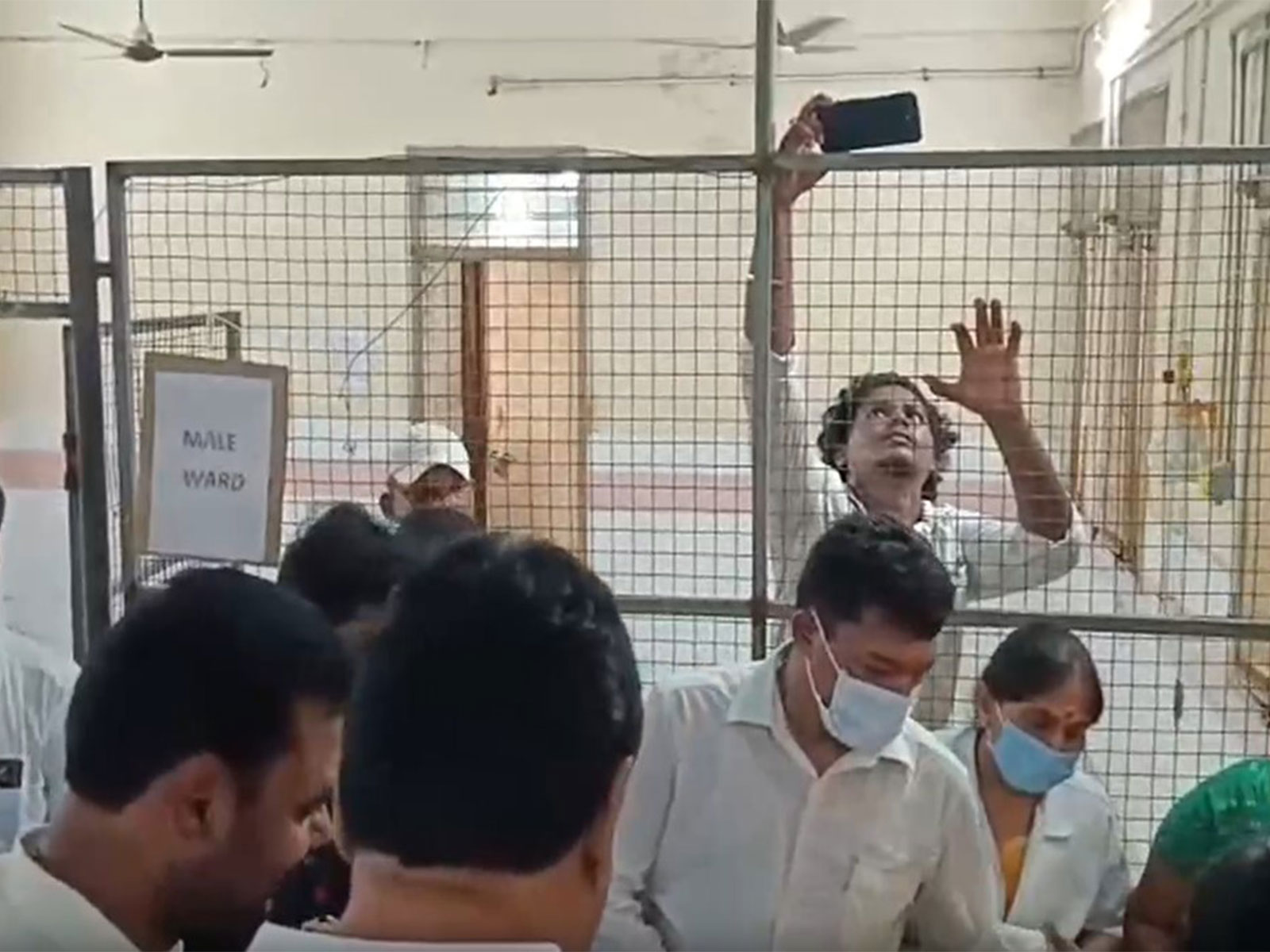YSRCP Srikakulam district president Dharmana Krishna Das visits hospital to meet stampede victims (Photo/ANi)