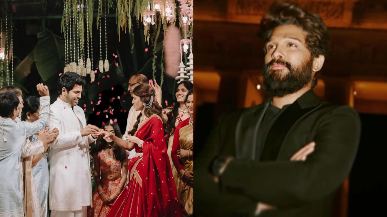 Sirish's engagement ceremony (L), Allu Arjun (R) (Photo/instagram/@alluarjunonline)