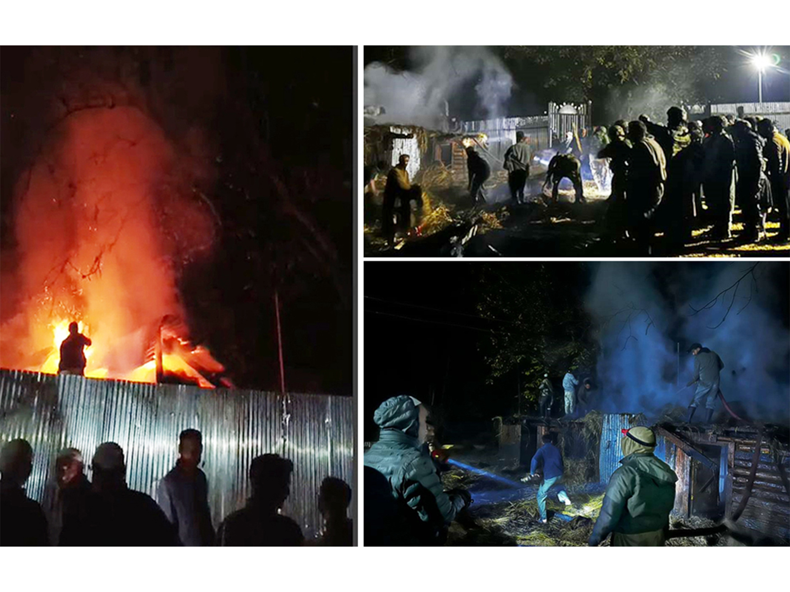 Warriors of Chinar Corps containing a blaze at a village in Kupwara, Jammu and Kashmir (Pic source/(@ChinarcorpsIA)