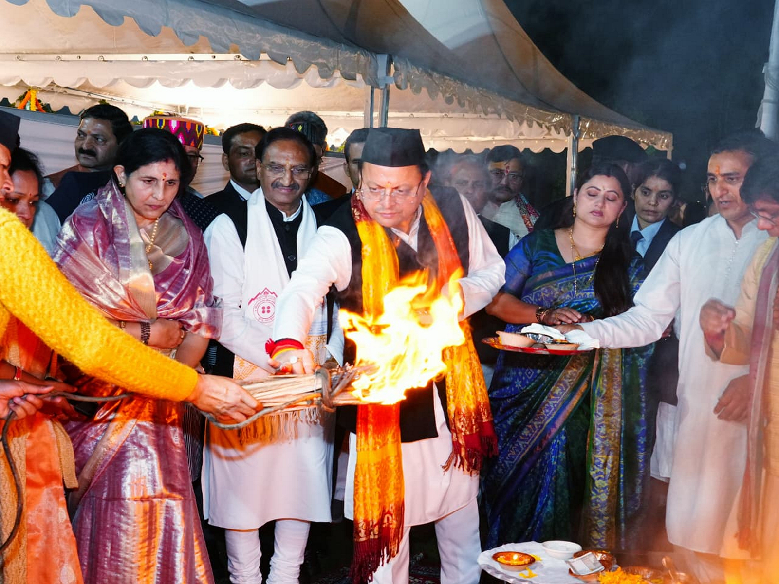 CM Pushkar Singh Dhami celebrates Budhi Diwali at his residence  (Photo/ANI)