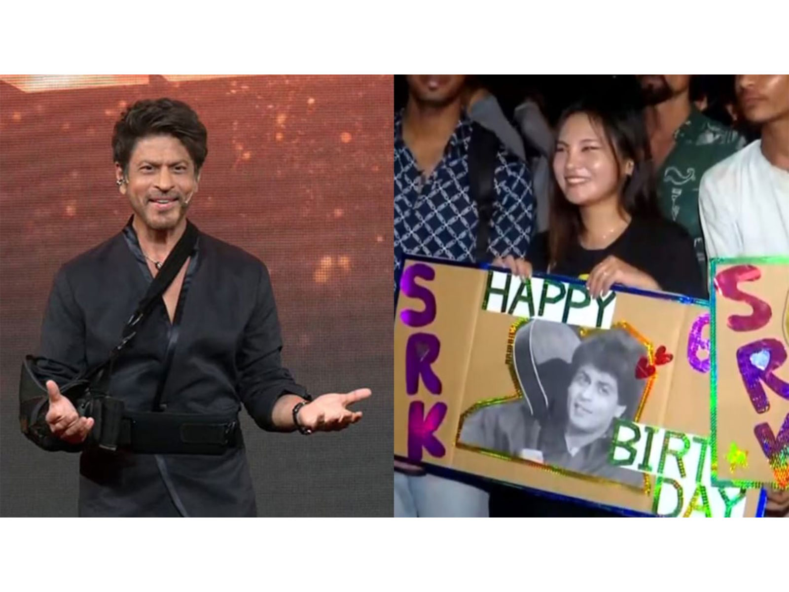Shah Rukh Khan (L), Fans outside Mannat (R) (Photo/iANI)