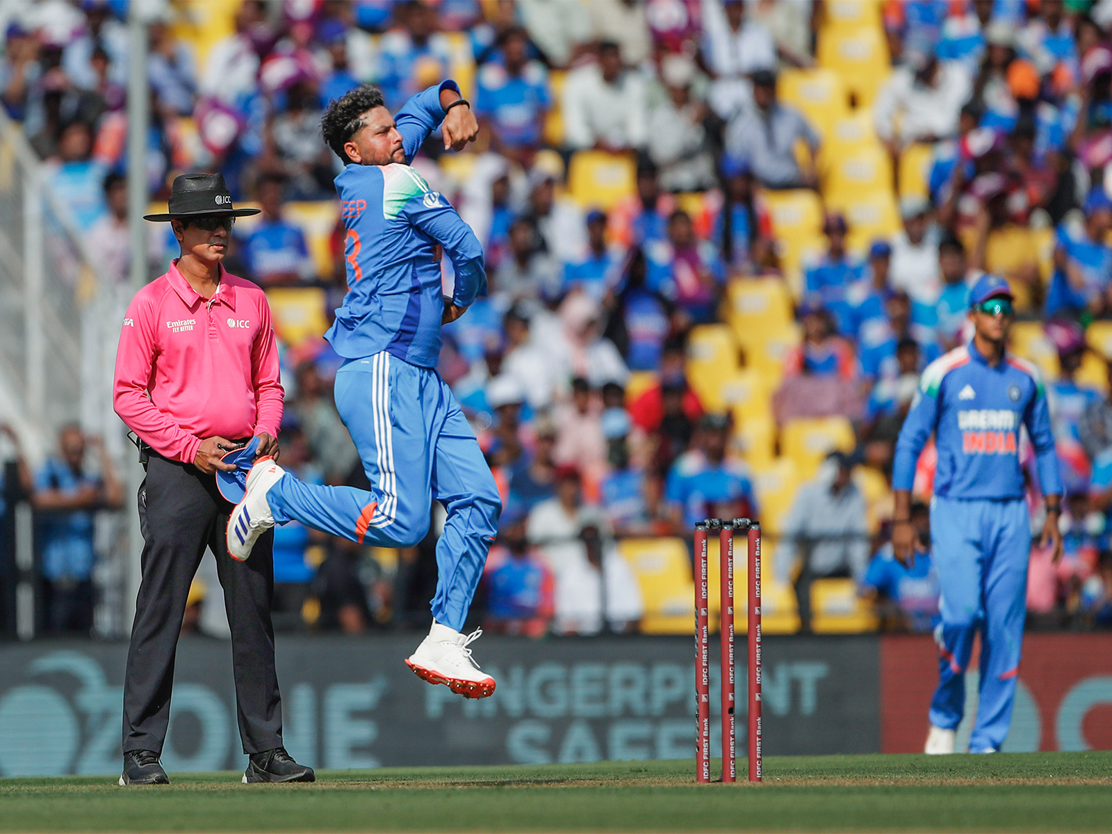 Kuldeep Yadav in action. (Photo/ANI)