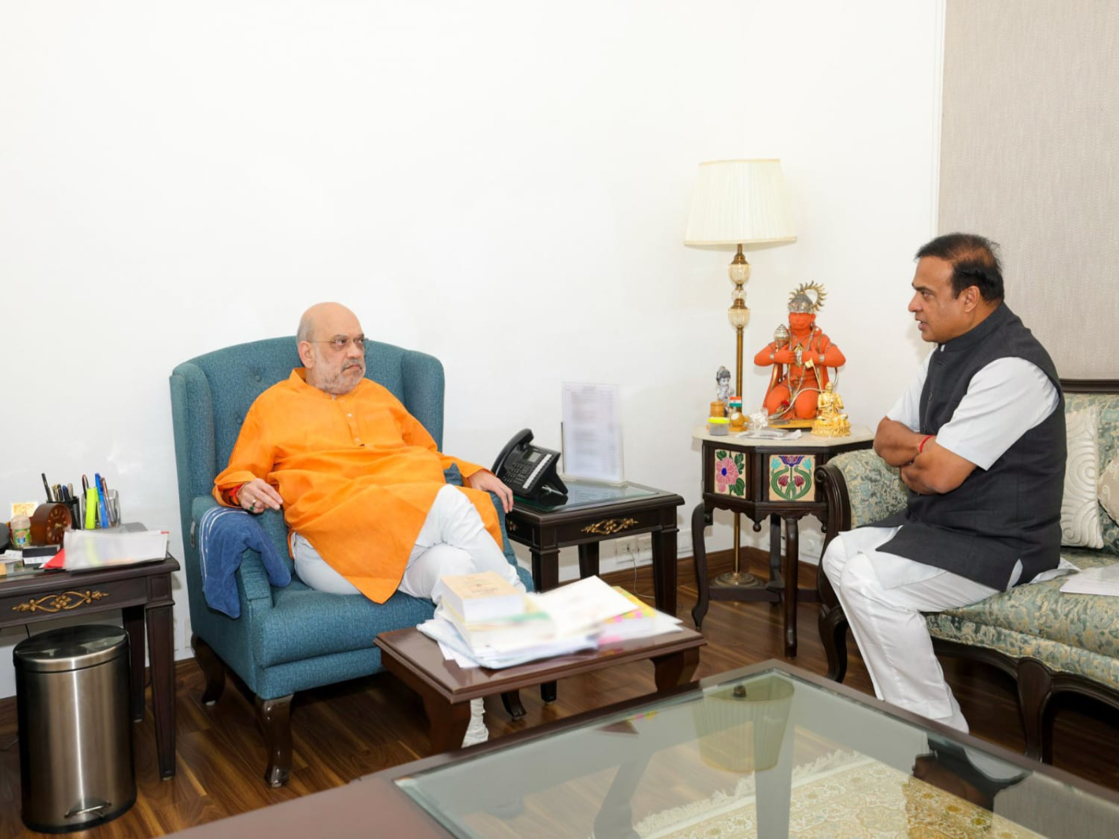 Assam CM Himanta Biswa Sarma briefs Union Home Minister Amit Shah on state's welfare initiatives (Photo/ANI)