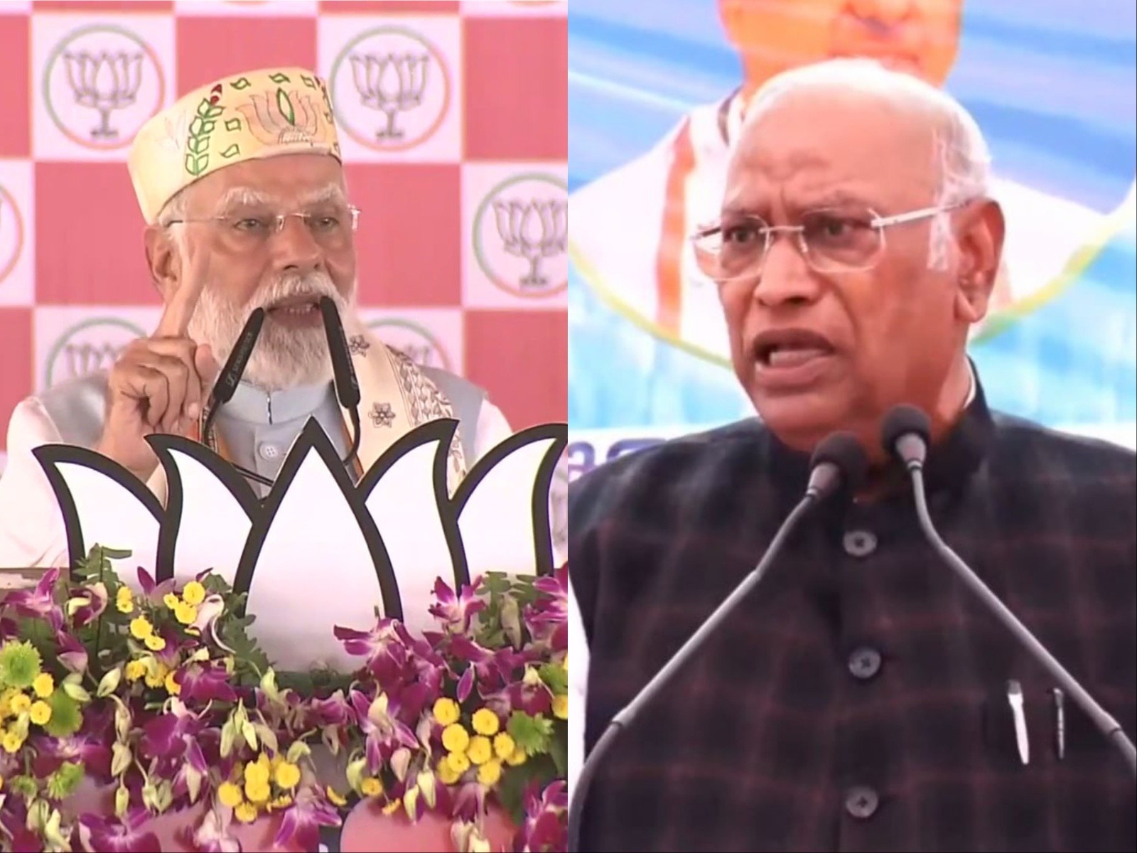 Prime Minister Narendra Modi and Congress President Mallikarjun Kharge (Photo/ANI)