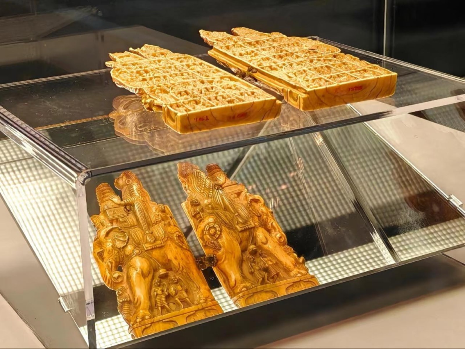 An exquisite ivory carving from ancient India, depicting the life of Buddha displayed at at the National Museum of China's latest exhibition (Photo:X/@China_Amb_India)