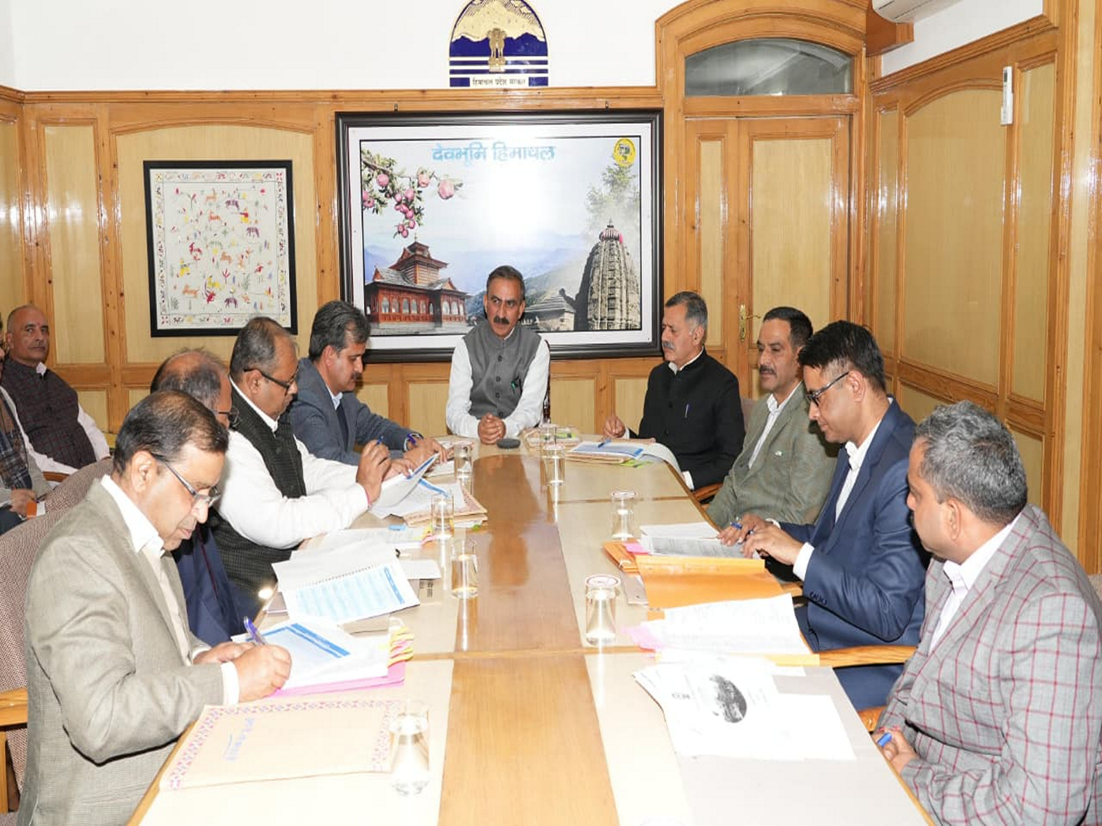 Himachal Pradesh CM Sukhvinder Singh Sukhu reviewing the functioning of the Technical Education department. (Photo/ANI)