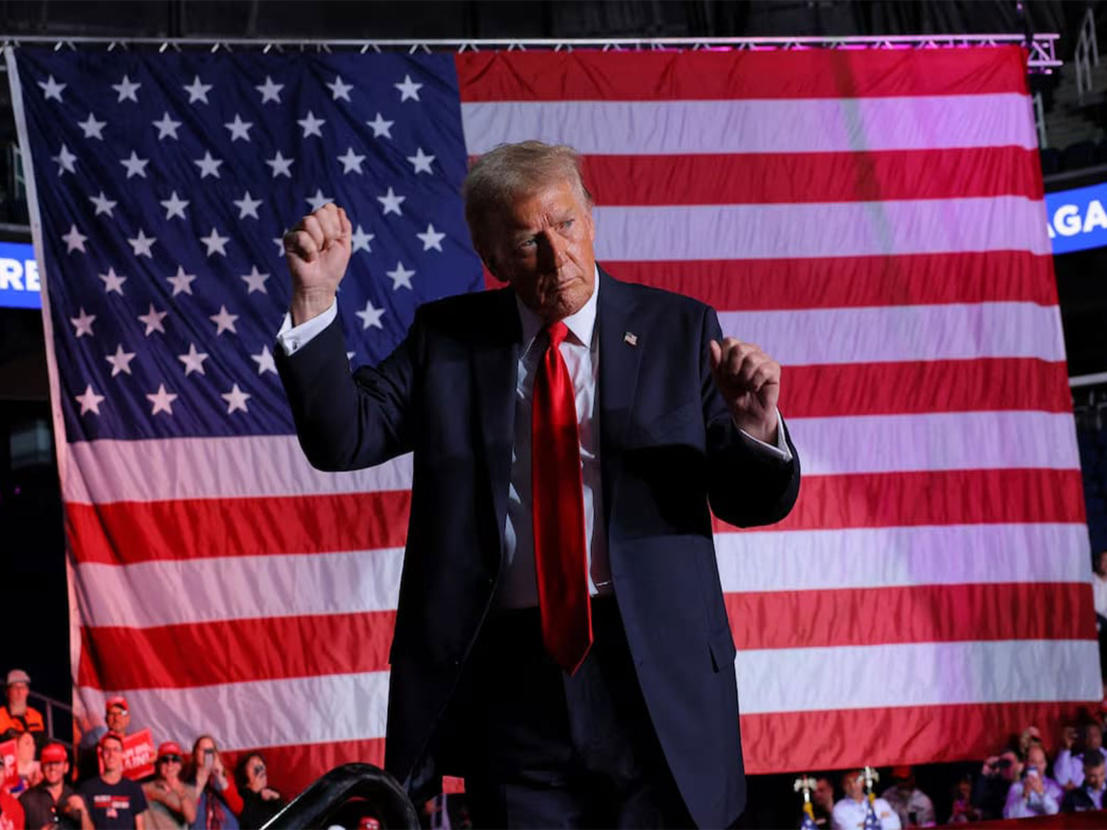 US President Donald Trump breaks into his signature "YMCA" dance (Photo/Reuters) 