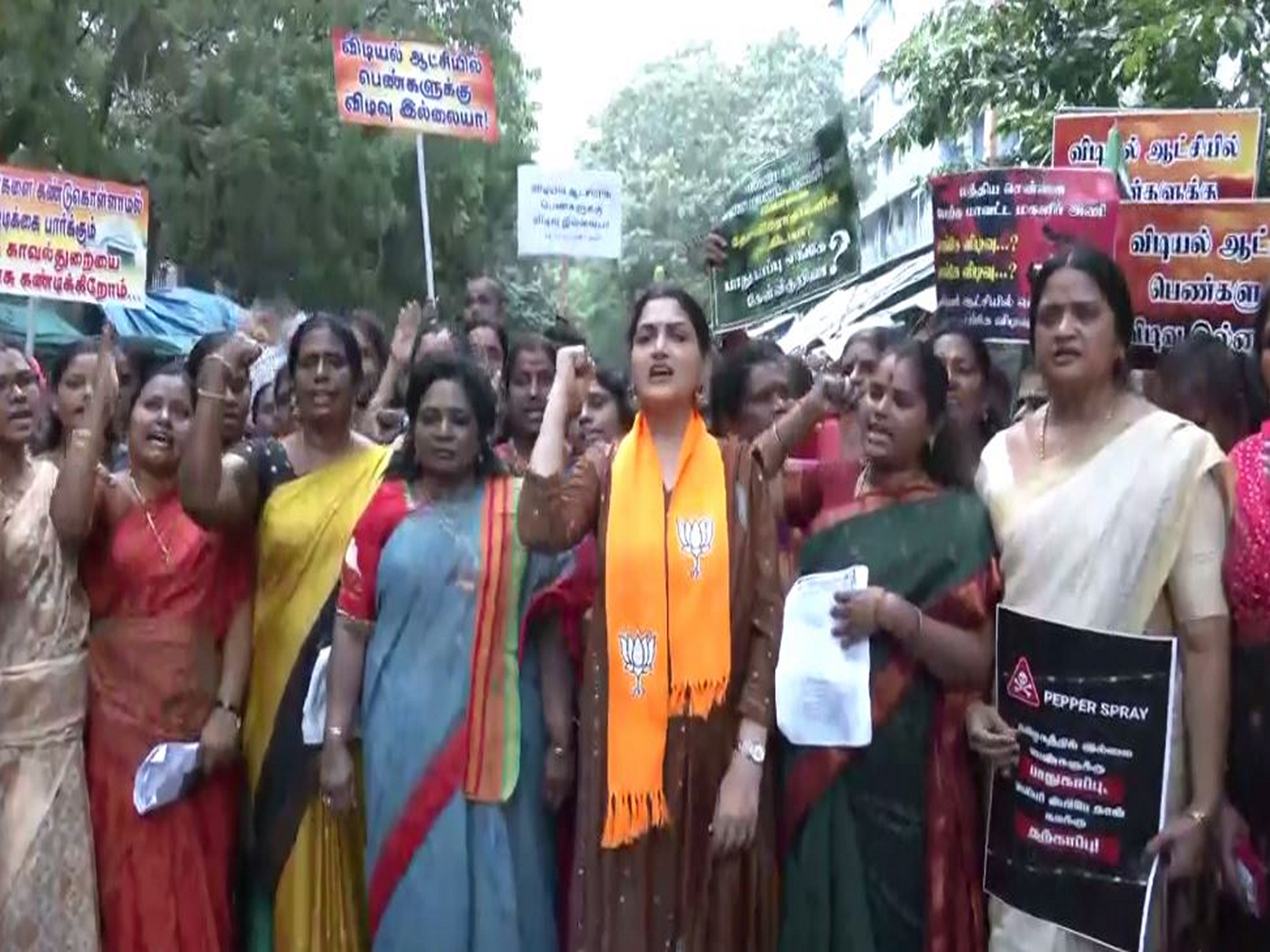 BJP Women's Wing protest against the Tamil Nadu government over alleged sexual assault in Coimbatore (Photo/ANI)