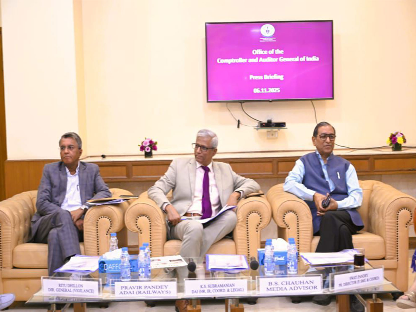 Press briefing at office of the Comptroller and Auditor General (CAG) (Photo/ANI)