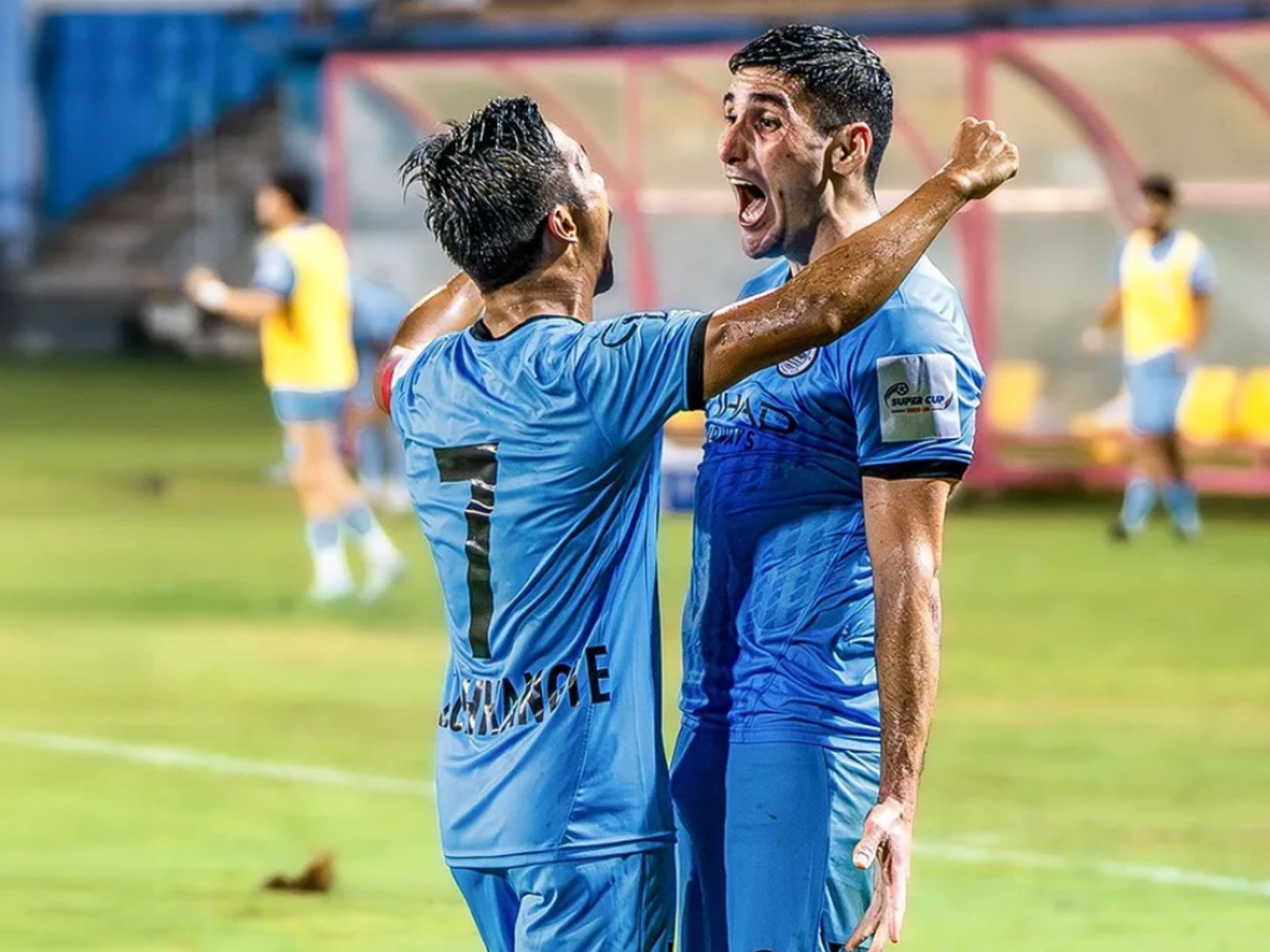 Mumbai City players celebrating after scoring the goal in the match. (Photo: ISL)
