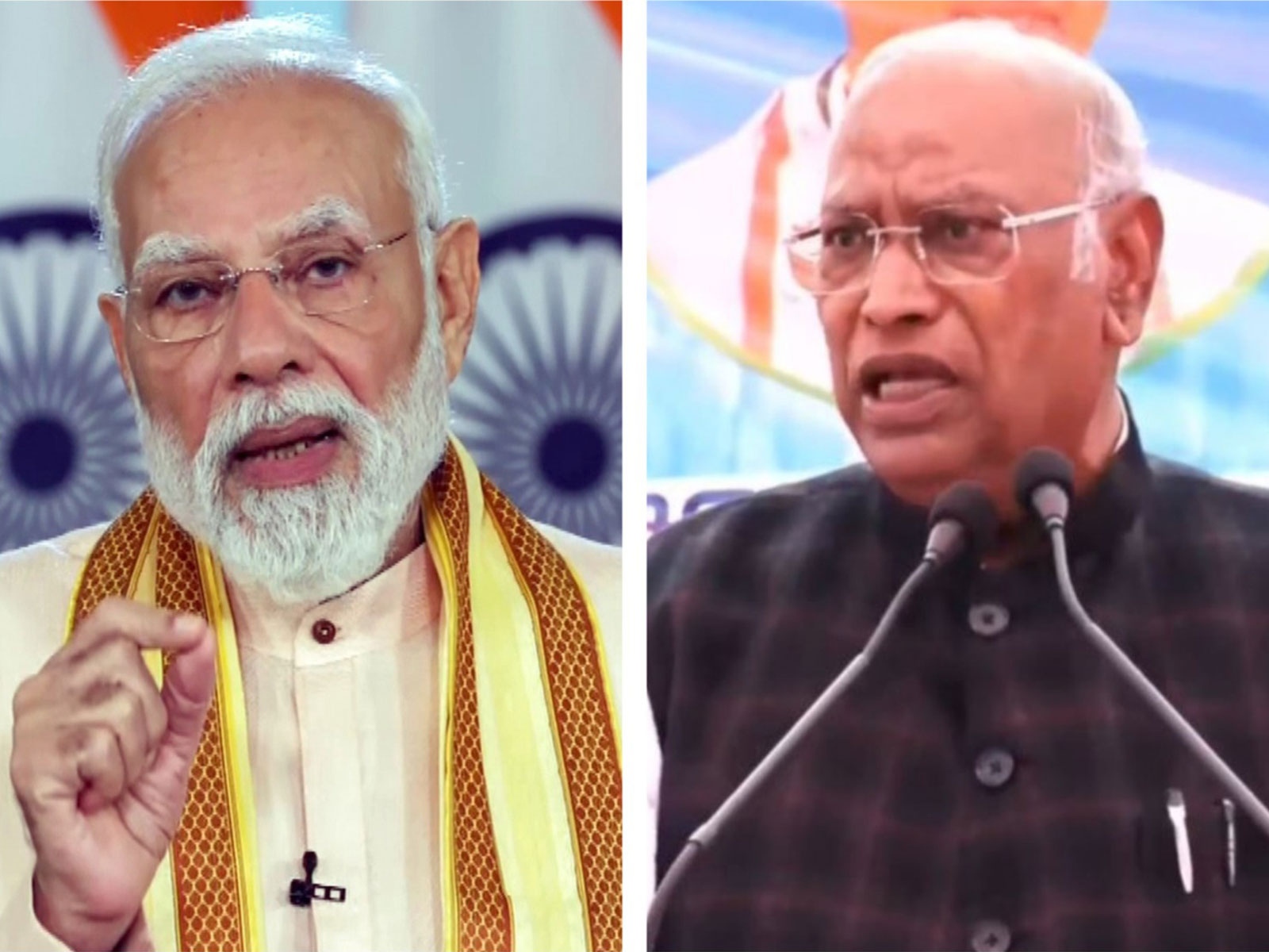 PM Narendra Modi and Congress president Mallikarjun Kharge (Photo/ANI)