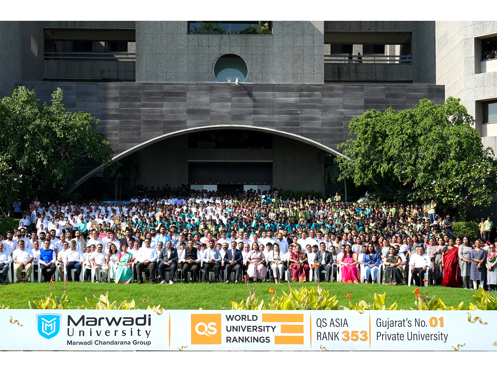 Marwadi University, with its students and staff, celebrates a historic QS Asia debut at Rank 353 -- Gujarat's No. 1 Private University