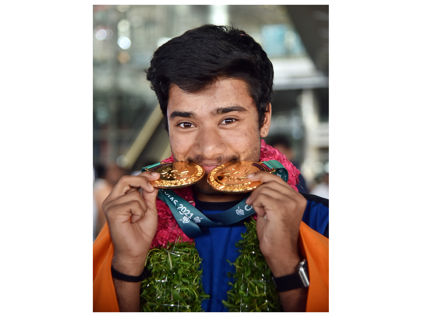 Deaflympics 2021 gold medalist shooter Dhanush Srikant. (Photo/ANI)